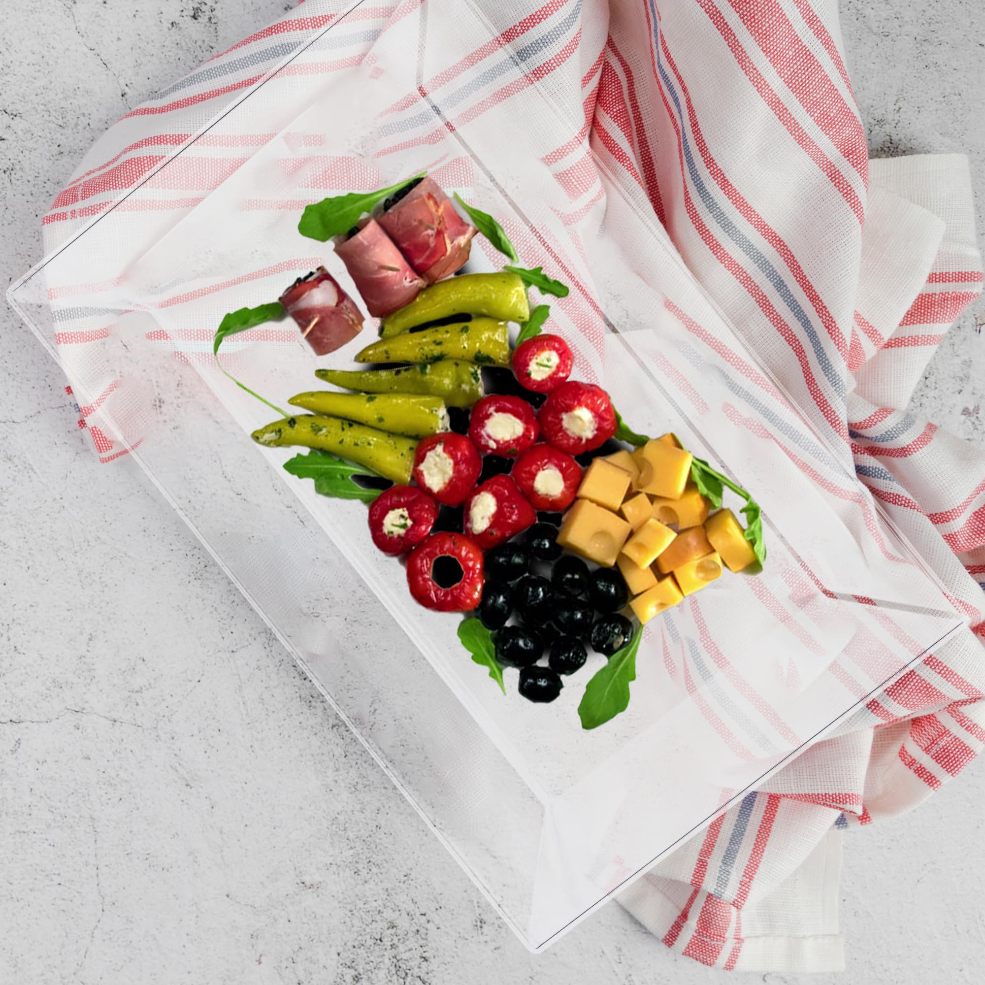 Smarty Had A Party 120 Elegant Disposable Plastic Dessert Plates - Heavy Duty Clear Rectangle Appetizer & Salad Plates for Weddings, Birthday Parties, Baby Showers & Special Events - Perfect for Catering, Buffets & Home Entertaining