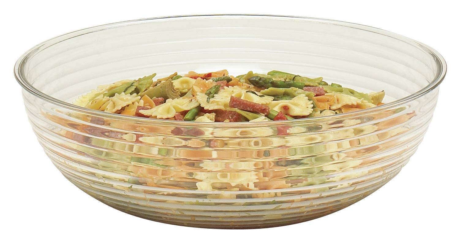 Cambro RSB18CW135 Camwear 18-Inch Round Rib Bowl - Clear (Case of 4) - Perfect for Commercial Kitchens, Food Service & Catering Businesses