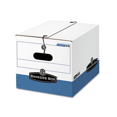 ComfortCreator Liberty Max Strength Storage Box - Letter/Legal Size - White & Blue (12-Pack) | Durable File Organizer for Office, Home & School Document Storage