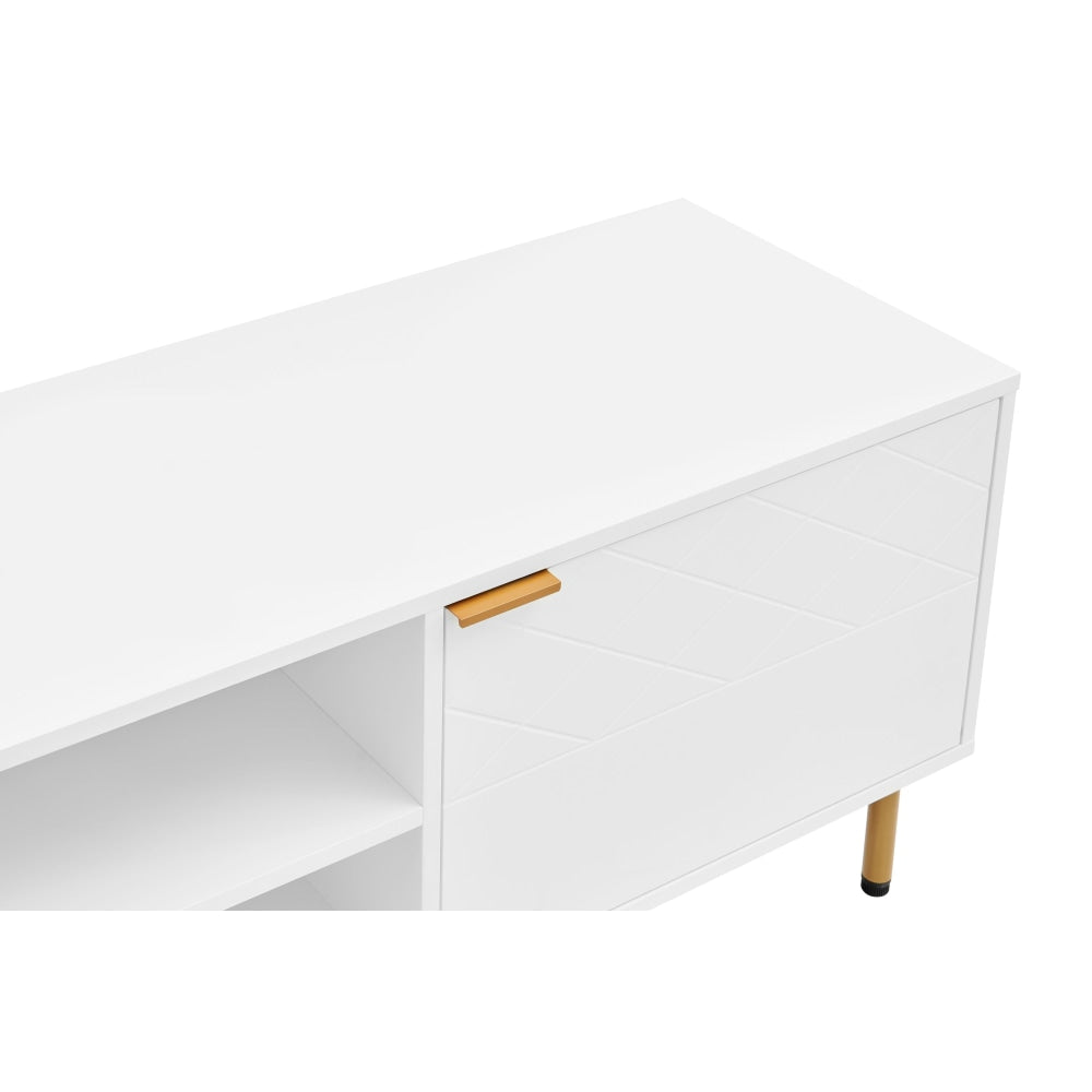 Christian Lowline Entertainment Unit TV Stand Storage Cabinet 160cm White - Modern TV Console for Living Room, Bedroom & Home Theater