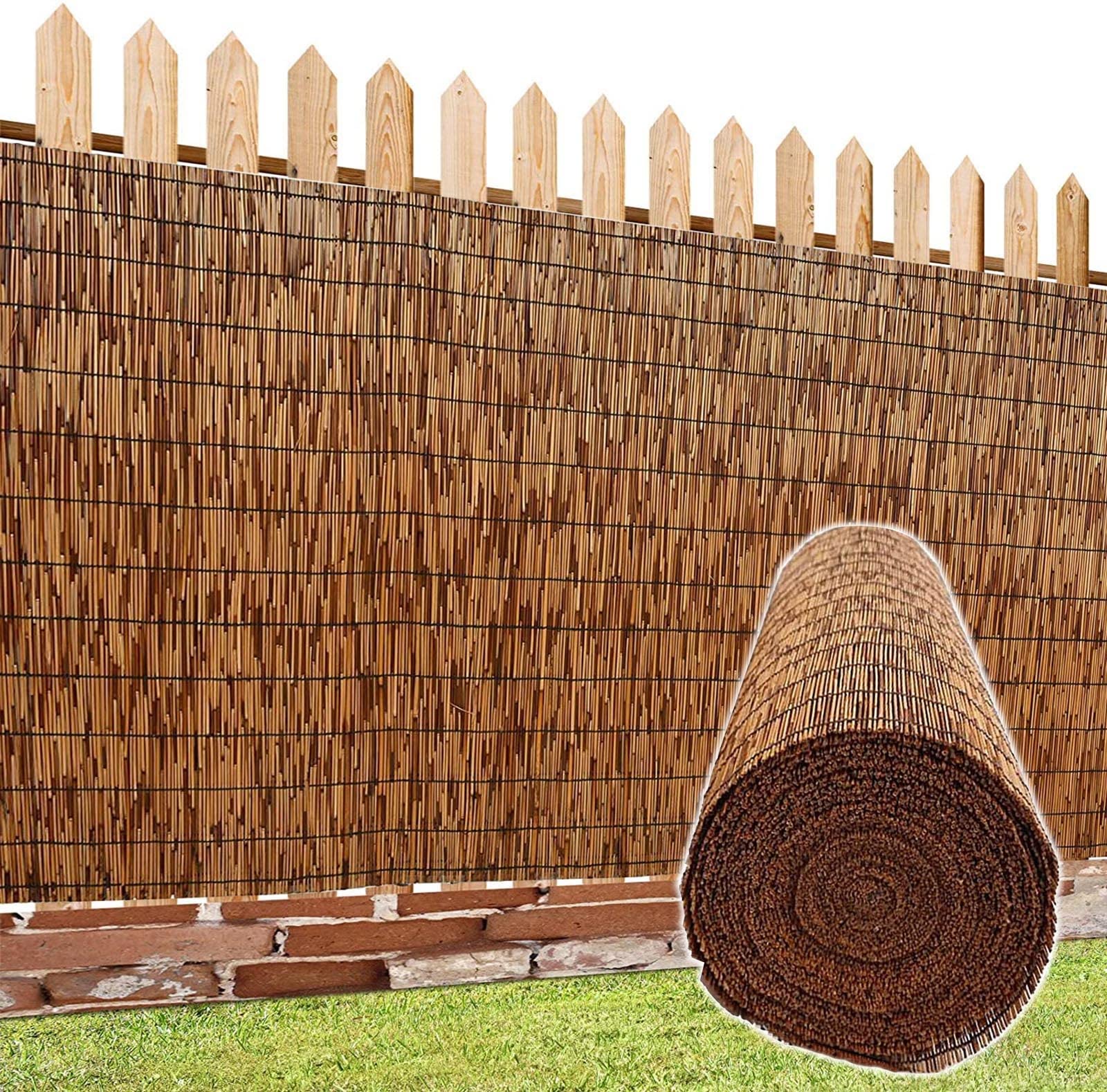 Natural Bamboo Reed Fence Panel 4.6FT x 19.7FT - Handwoven Waterproof Privacy Screen for Outdoor Sun Shade - Perfect for Balcony, Patio, Garden, and Yard Decoration