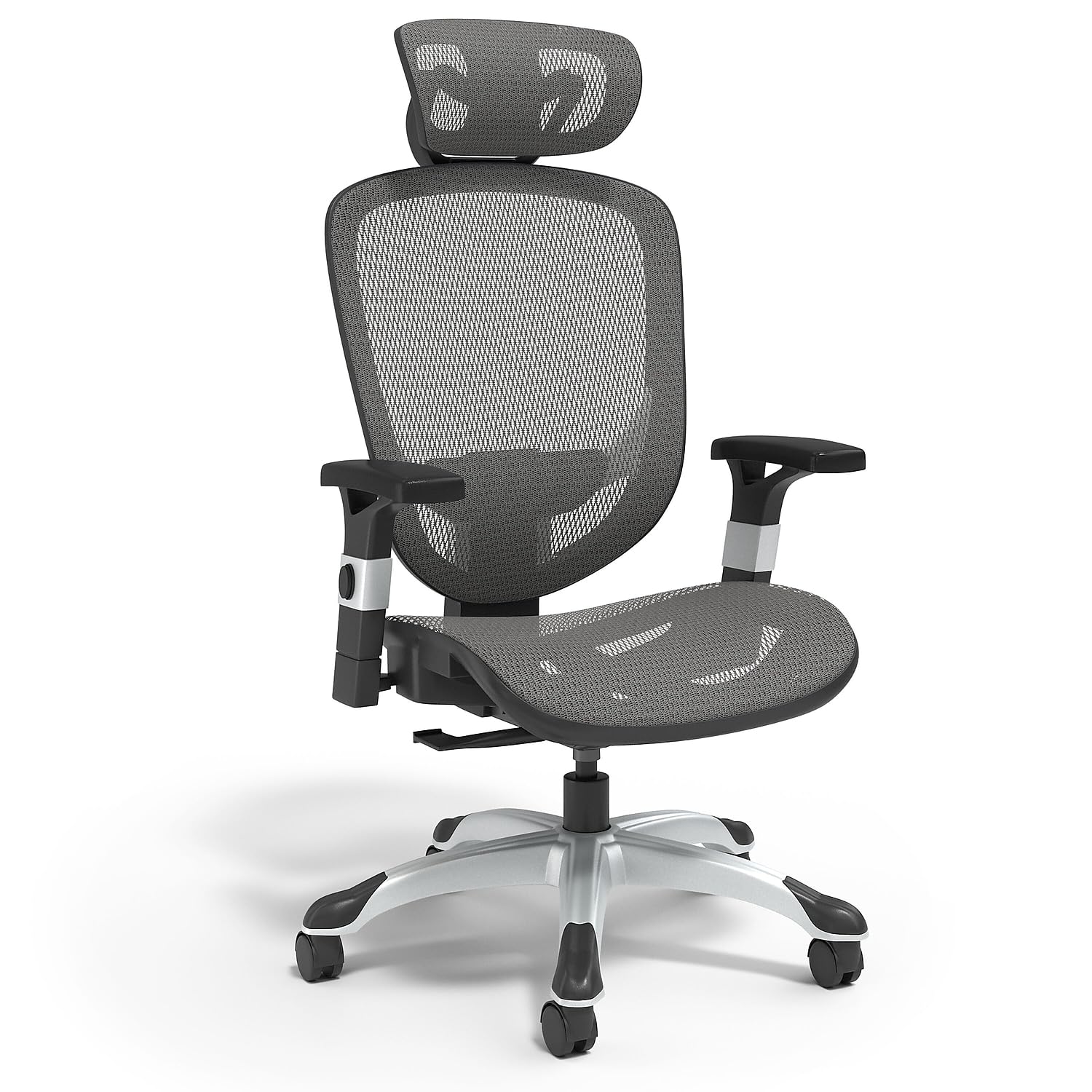 STAPLES FlexFit Hyken Ergonomic Mesh Task Chair - Adjustable Office Chair with Lumbar Support, Headrest & Armrests, Charcoal Gray - Perfect for Home Office, Gaming & Workspaces