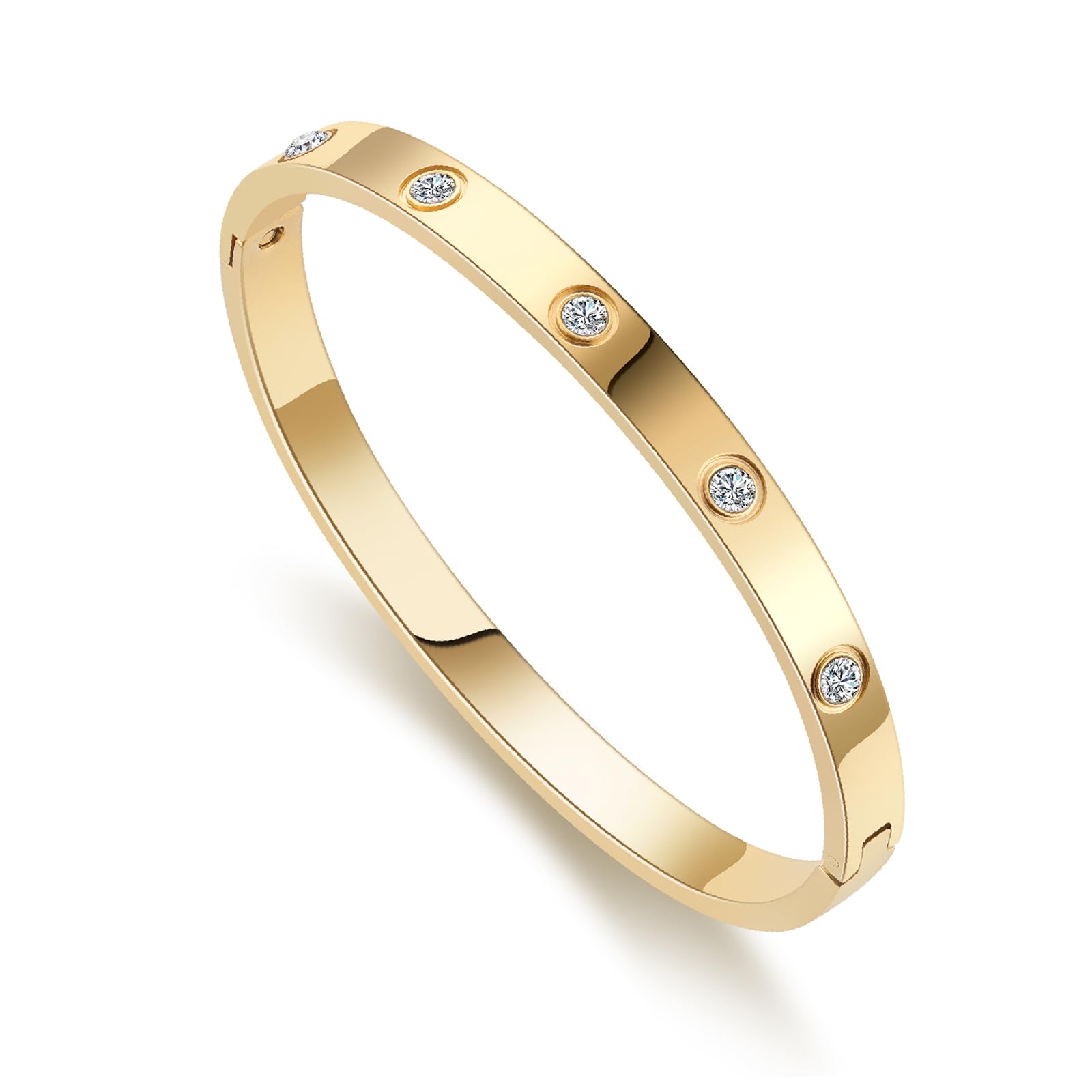 Elegant Gold Bracelets for Women - Friendship & Love Bangle with Cubic Zirconia, Stainless Steel Jewelry - Perfect Birthday Gift & Stocking Stuffer for Her - Ideal for Anniversaries, Valentine's Day & Special Occasions
