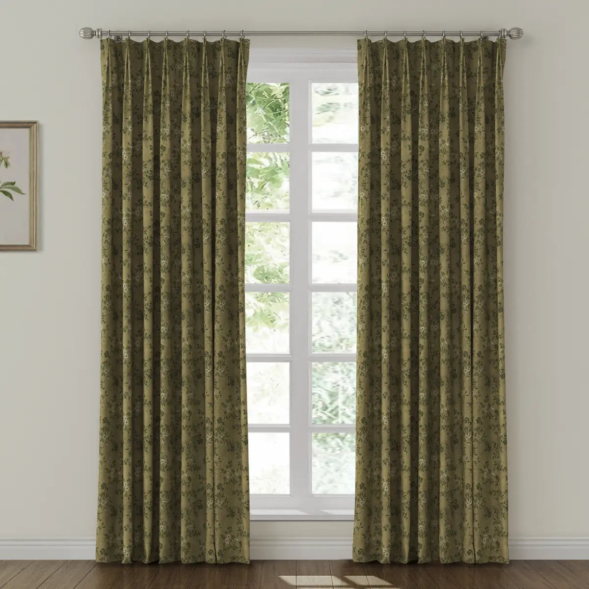 Elegant Sara Le Print Linen Drapery Pleated Curtains - Soft Textured Window Treatments for Living Room & Bedroom Decor