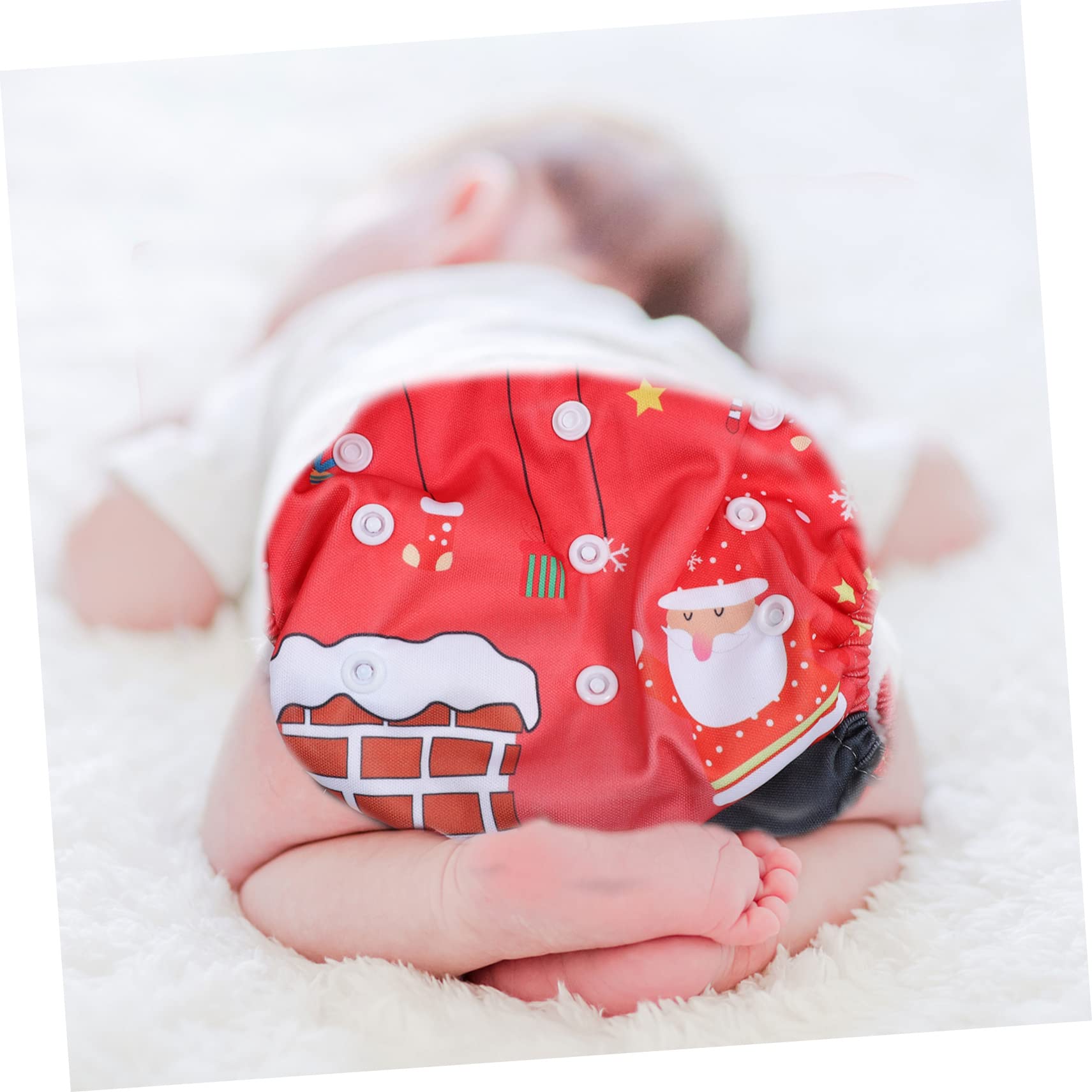 16 Pcs Washable Christmas Cloth Diapers - Soft Brushed Lining Swim Diaper Pants for Newborns & Babies | Holiday Outfit & Cloud Plush Toy Gift Set | Perfect for Holiday Photos, Swimming & Everyday Use