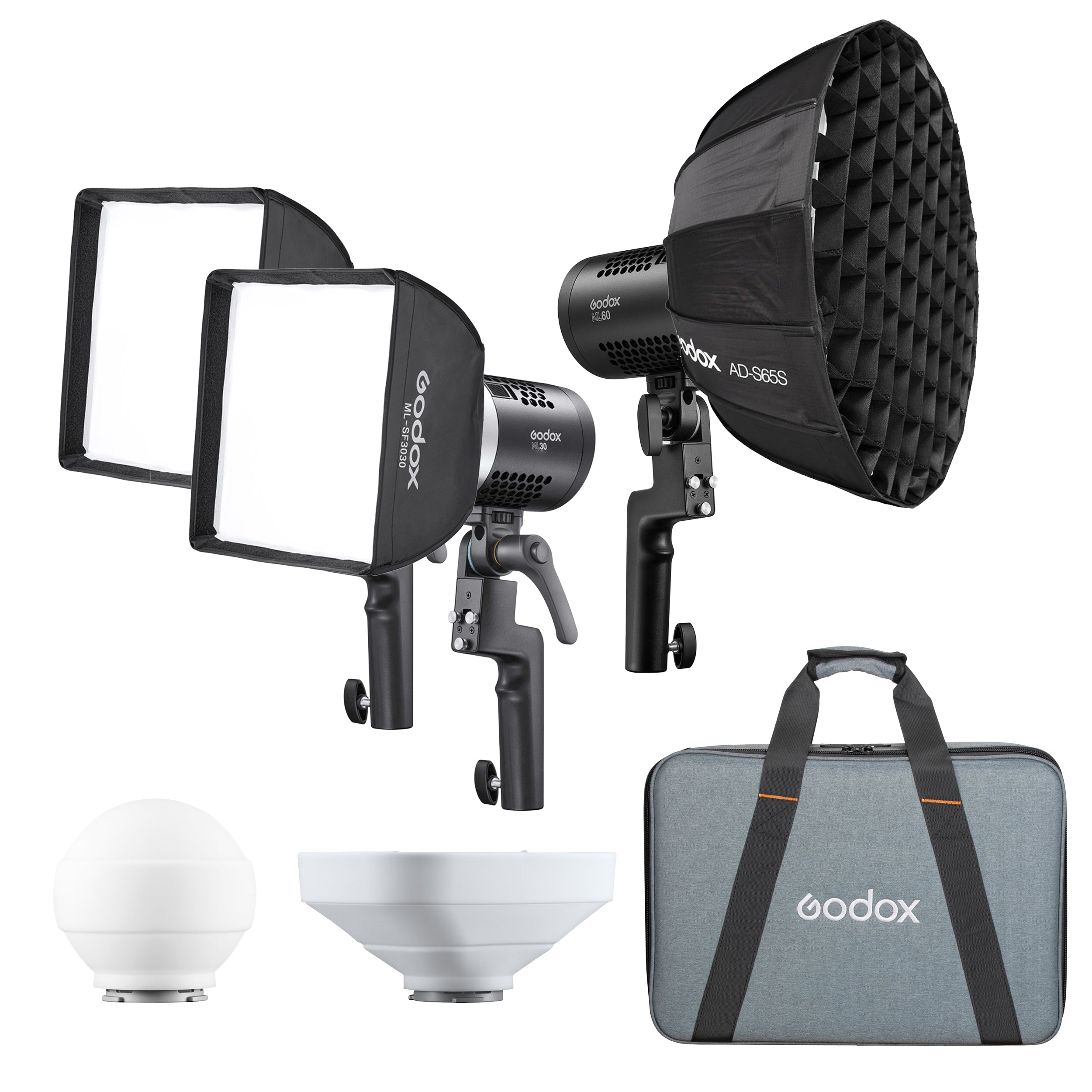 Godox ML Series Daylight Balanced 3-Head LED Video Light Kit (ML Kit1) - Perfect for YouTube, Photography, and Studio Lighting
