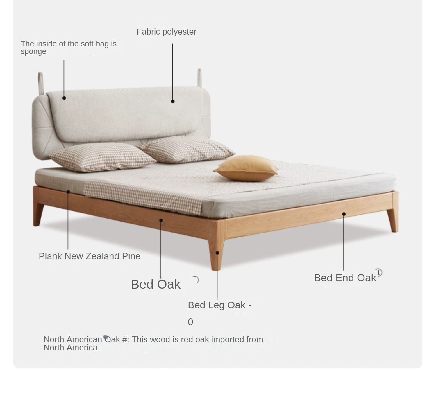 Modern Minimalist Oak Solid Wood Tatami Bed - Japanese Style Platform Bed Frame for Small Spaces, Guest Rooms & Zen Bedrooms