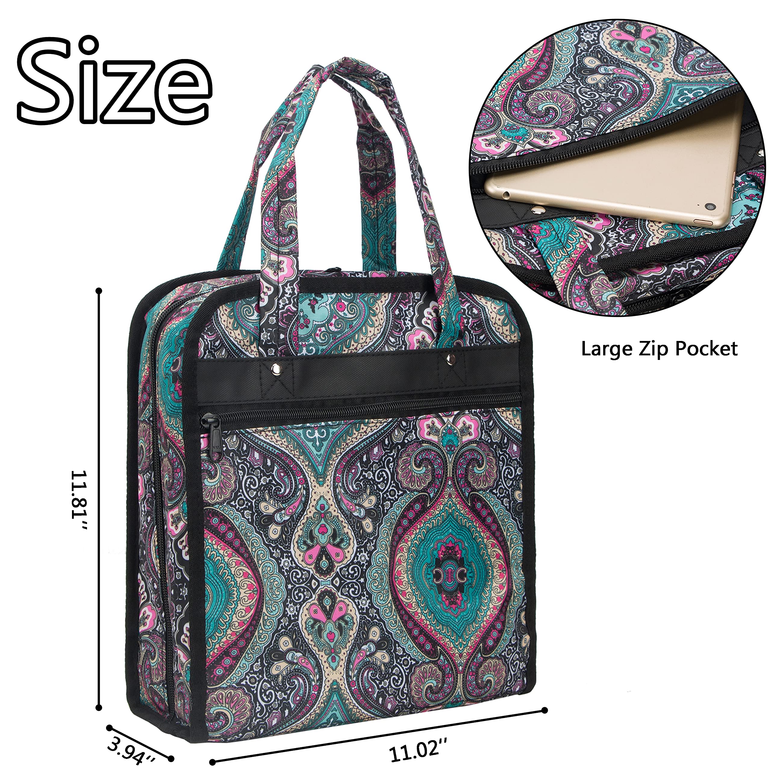 PACMAXI Sewing Accessories Storage Bag - Large Paisley Pattern Knitting & Craft Tools Organizer with Multiple Pockets - Perfect for Sewing Kits, Quilting Supplies & DIY Projects at Home or On-The-Go