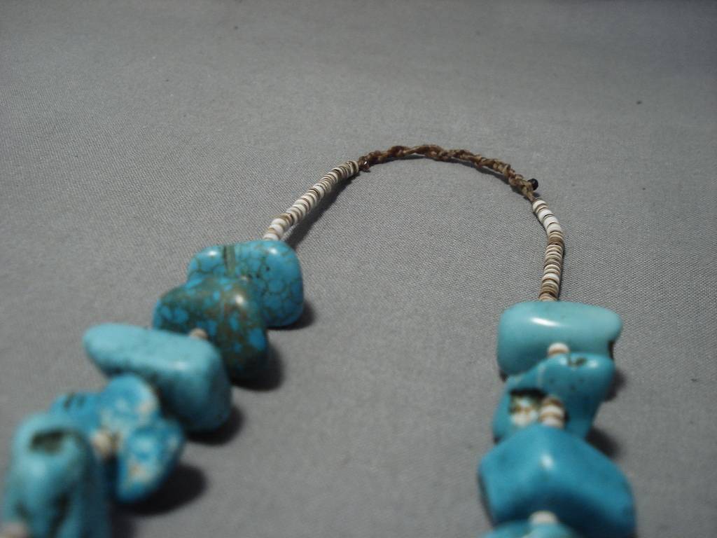 118g Vintage Navajo Turquoise Nugget Hesi Native American Necklace - Authentic Southwest Jewelry for Women, Boho Fashion & Cultural Gift