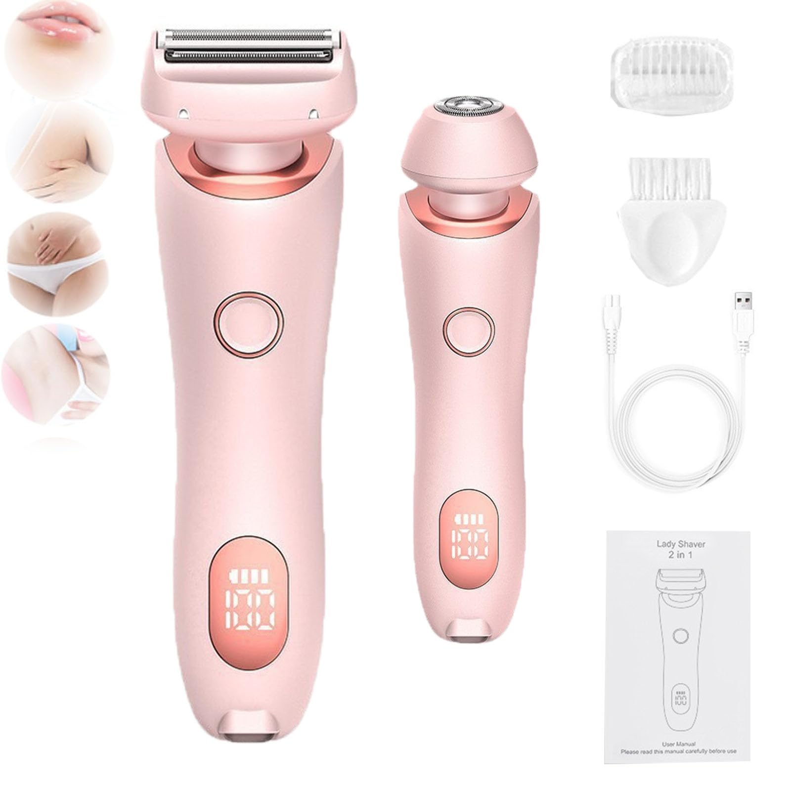 Beauty Bloom Electric Razor for Women - Waterproof Wet/Dry Shaver Pro with Pink Design - Perfect for Travel, Gym & Smooth Legs, Underarms & Bikini Line