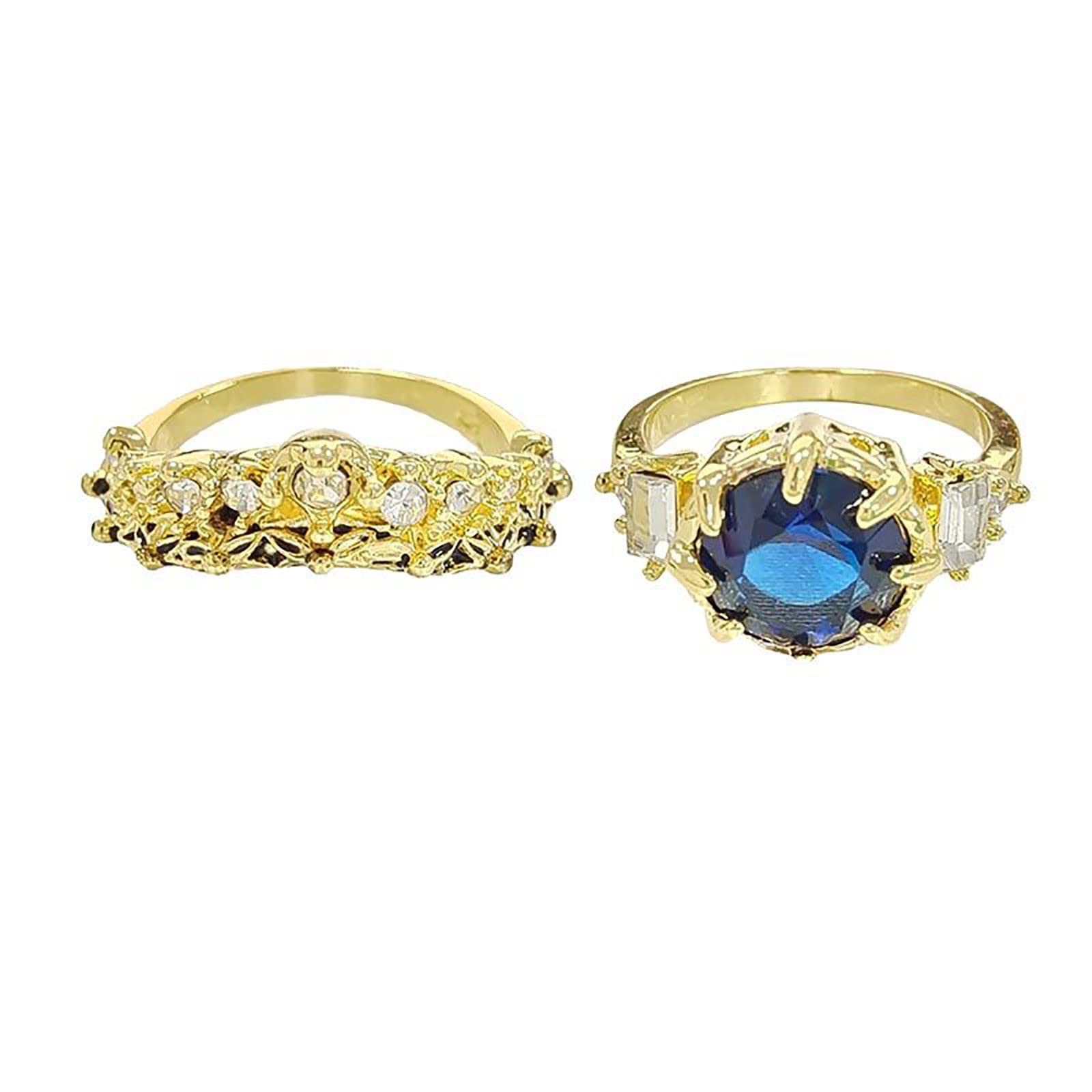 Handmade White Stone Ring - Luxury Cut Wedding & Engagement Jewelry Gift with Blue Faceted Zircon, Adjustable Alt Rings for Women | Perfect for Proposals, Anniversaries & Special Occasions