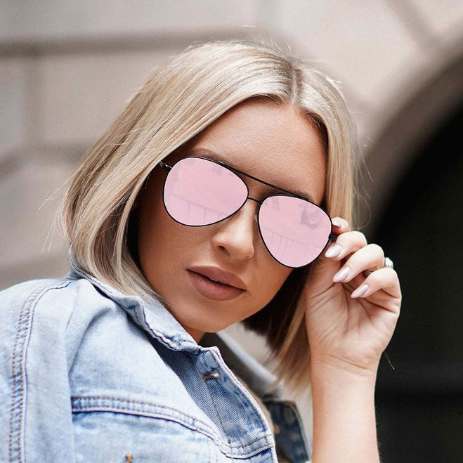 Rose Gold Aviator Sunglasses for Women - Classic Metal Frame UV Protection - Perfect for Driving, Beach & Outdoor Activities