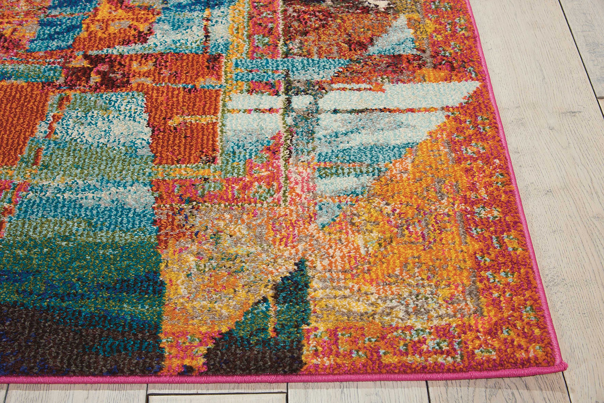 Nourison Celestial Orange Stained Glass 4' x 6' Area Rug - Contemporary Non-Shedding Easy-Clean Design for Bedroom, Living Room, Dining Room & Kitchen | Perfect for Modern Home Decor & High-Traffic Areas