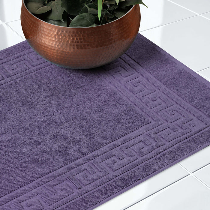 Premium Cotton 2-Piece Greek Key Border Bath Mat Set - Ultra Absorbent, Non-Slip Bathroom Rug - Perfect for Modern Bathrooms, Master Suites & Spa-Like Retreats