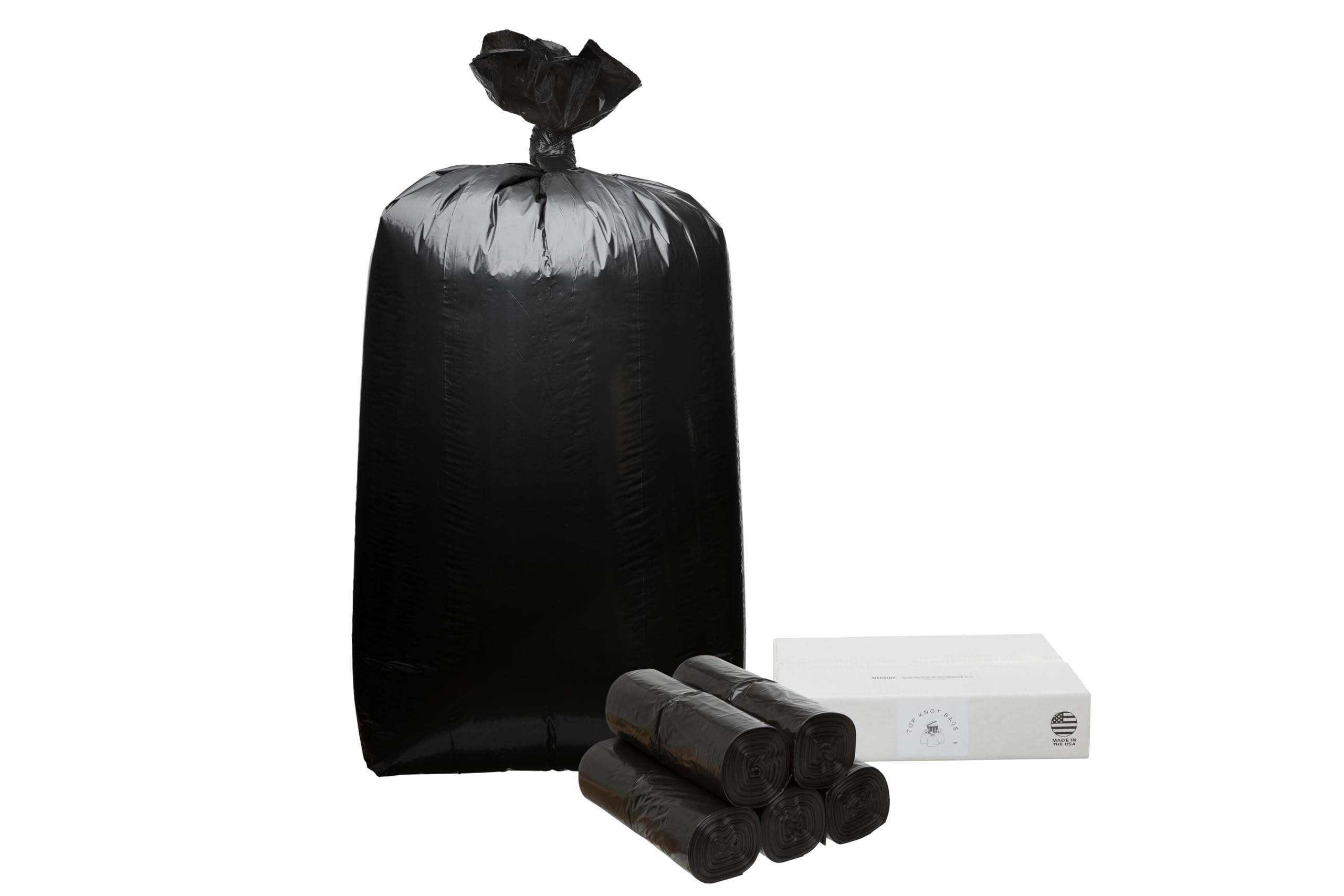 55 Gallon Trash Bags 38x58 Inches - 1.2 Mil Thick Black Can Liners (100 Count) - Heavy Duty Garbage Bags for 55-60 Gallon Trash Cans - Made in USA - Perfect for Home, Office, Commercial & Outdoor Use
