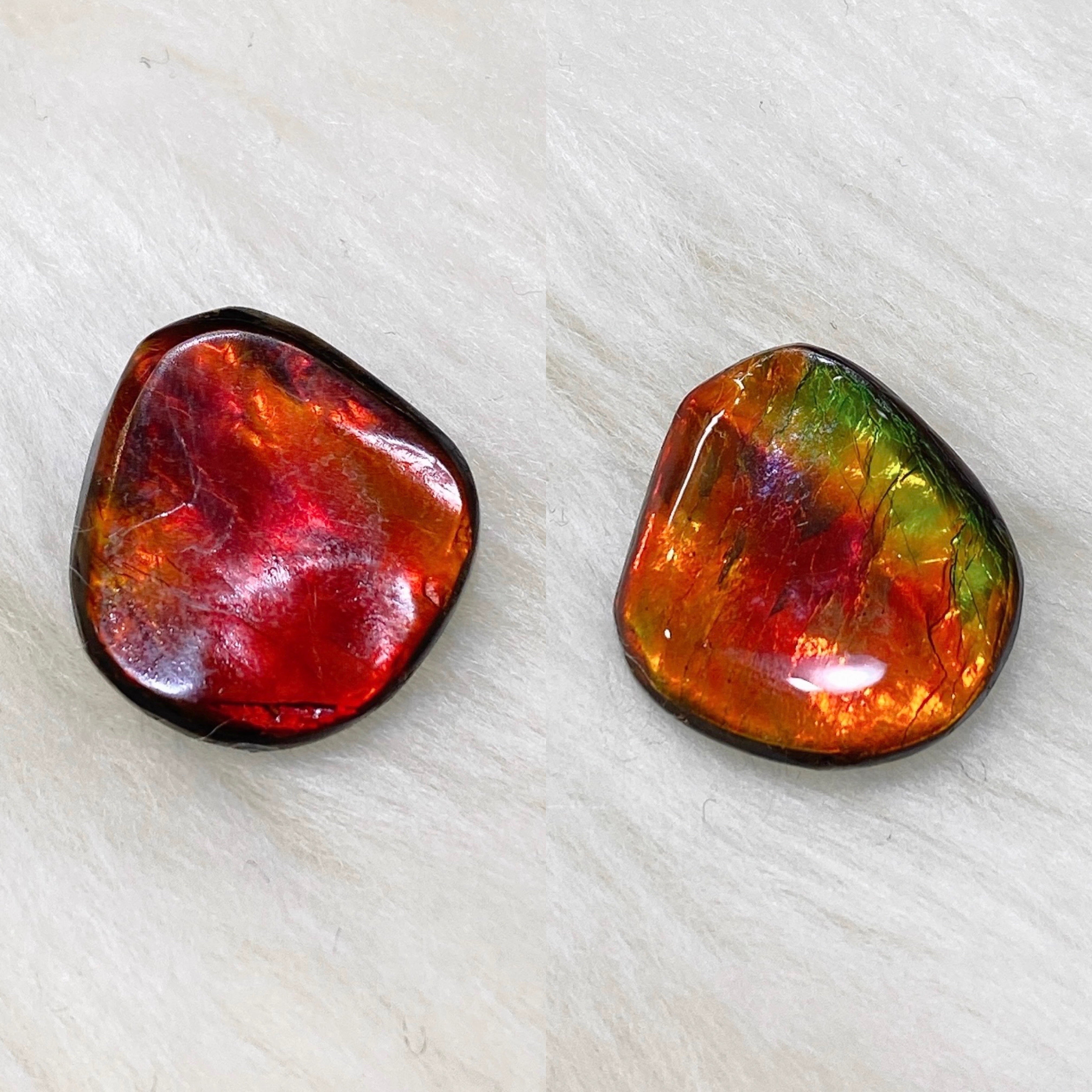Natural Double-Sided Ammolite Gemstone Specimen - Rare Iridescent Fossil Shell (FNA0276) for Jewelry Making, Mineral Collection & Home Decor Display