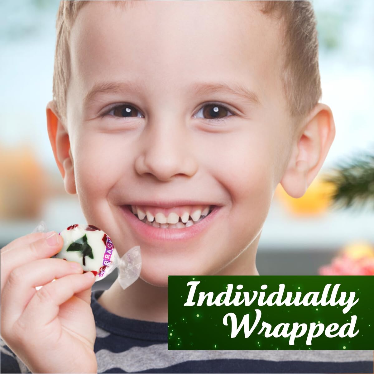 Bulk 2lb Peppermint Christmas Nougat Candy - Individually Wrapped Holiday Sweets for Gifts, Stocking Stuffers & Festive Treats - Delicious Peppermint Flavor Jelly Candy for Parties, Office Snacks & Christmas Celebrations