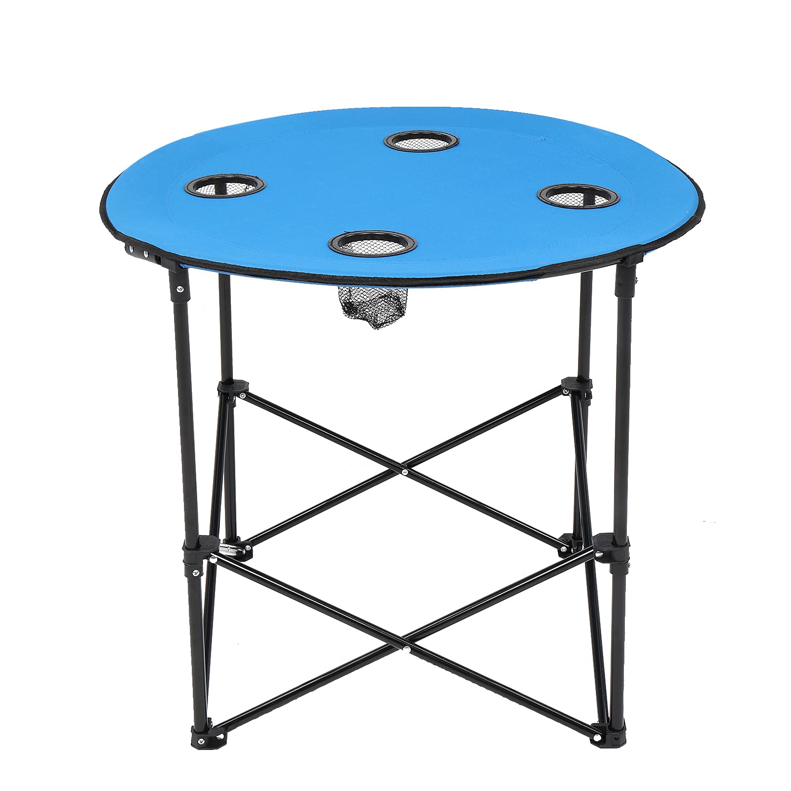 LXANXSY Portable Folding Camping Table with 4 Cup Holders - Lightweight Outdoor Picnic Table for Beach, Backyard, Tailgating & Patio - Compact Foldable Design with Carrying Case (Blue) - Perfect for Camping Trips, BBQs and Outdoor Adventures