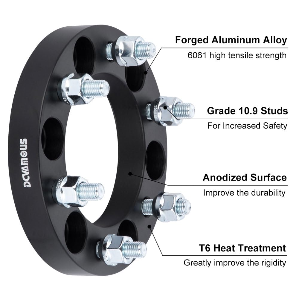 2PC Black 6x5.5 6x139.7 Wheel Spacers 1 Inch with 14x1.5 Studs - Compatible with Chevy GMC Express Suburban Silverado 1500 Tahoe Yukon Sierra 1500 (1999-2024) & RAM1500 (2019-2024) | Perfect for Off-Roading & Truck Customization