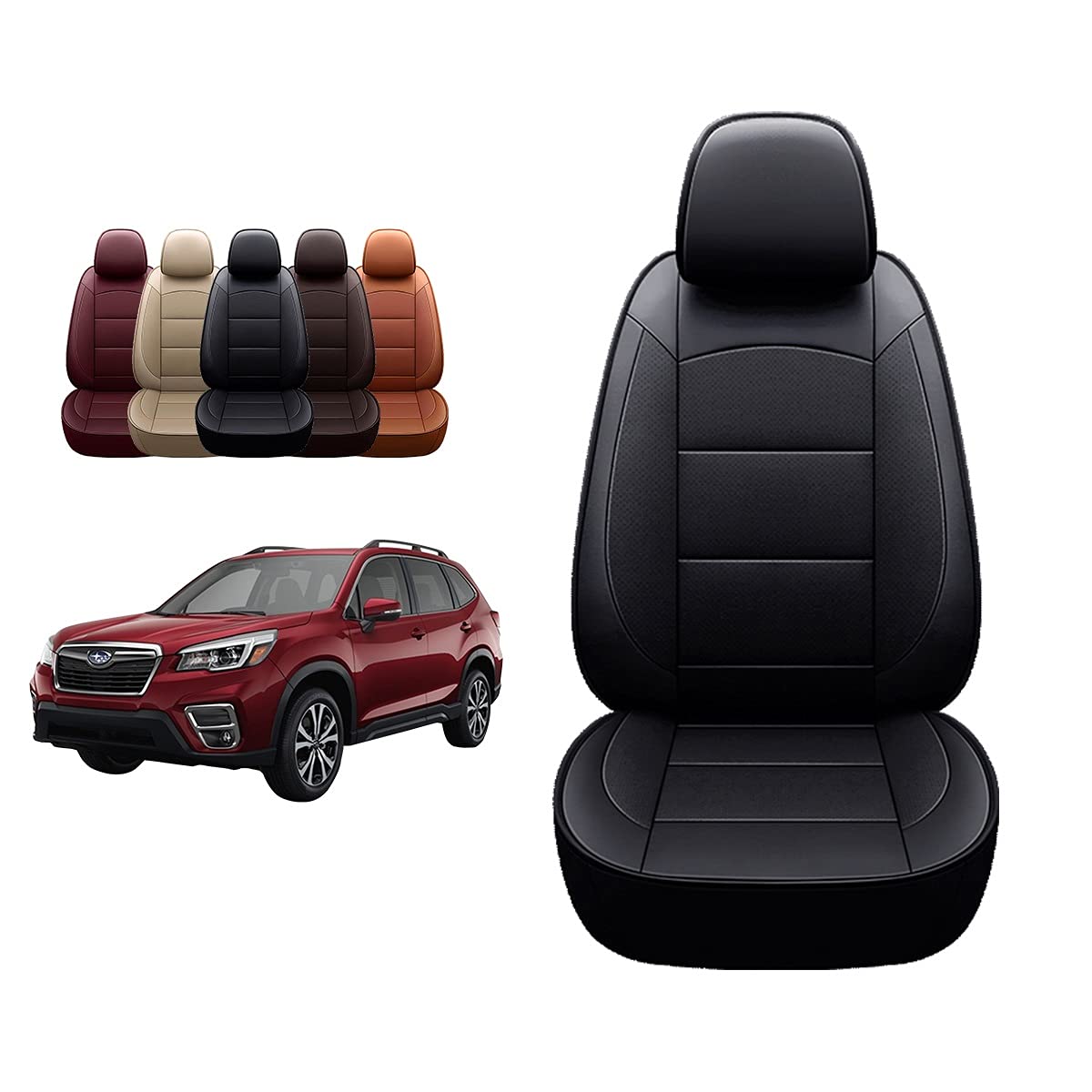Premium Custom Fit Seat Covers for 2014-2025 Subaru Forester | Waterproof Faux Leather Full Set Car Seat Protectors | Durable Interior Accessories (Black) - Perfect for Road Trips, Daily Commutes & Pet Protection