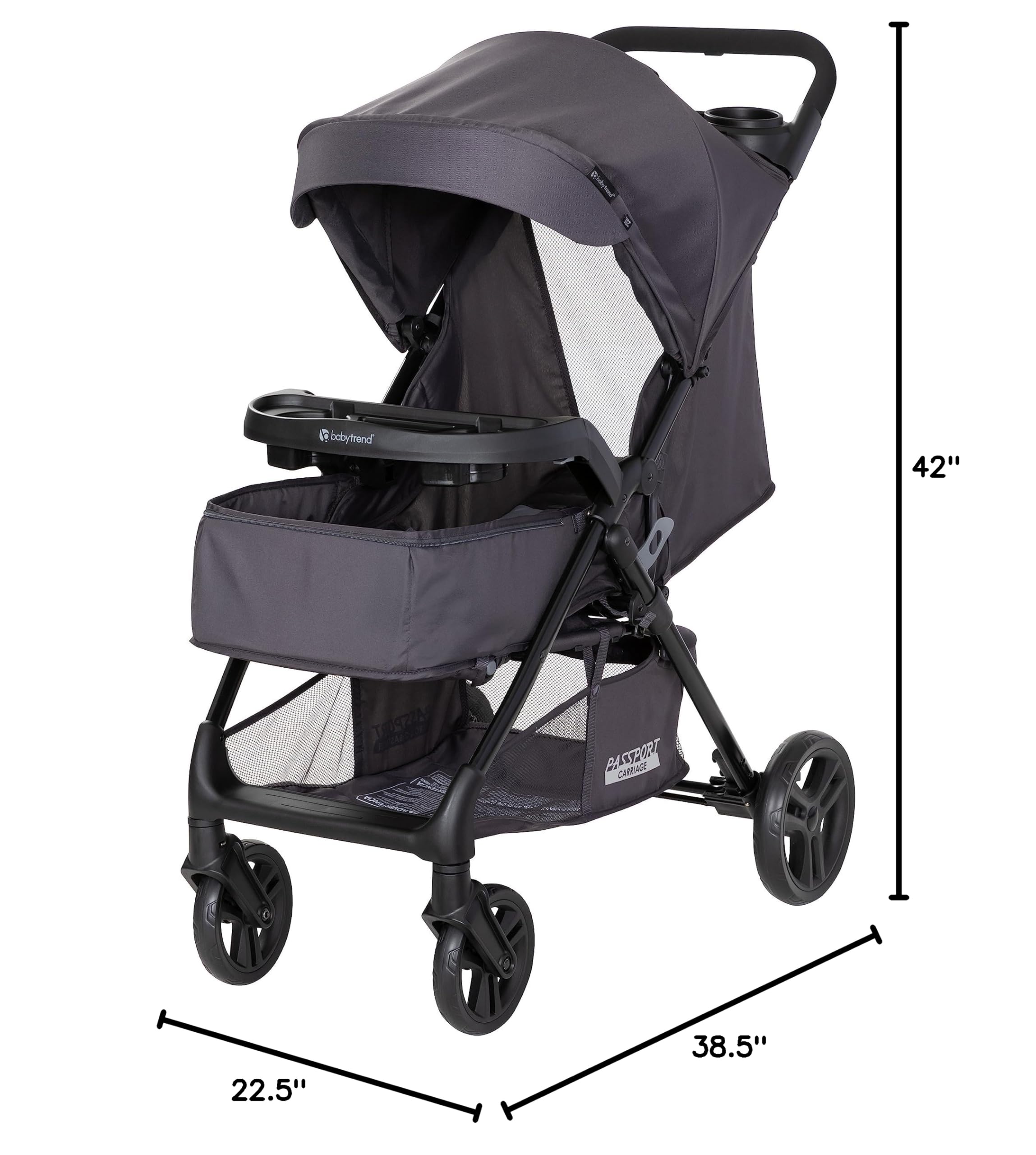 Baby Trend Passport® Stroller Travel System with EZ-Lift™ Infant Car Seat - Lightweight & Compact for Airplane Travel, Perfect for Newborns to Toddlers, Dash Black | Ideal for Family Outings, Shopping & Vacations