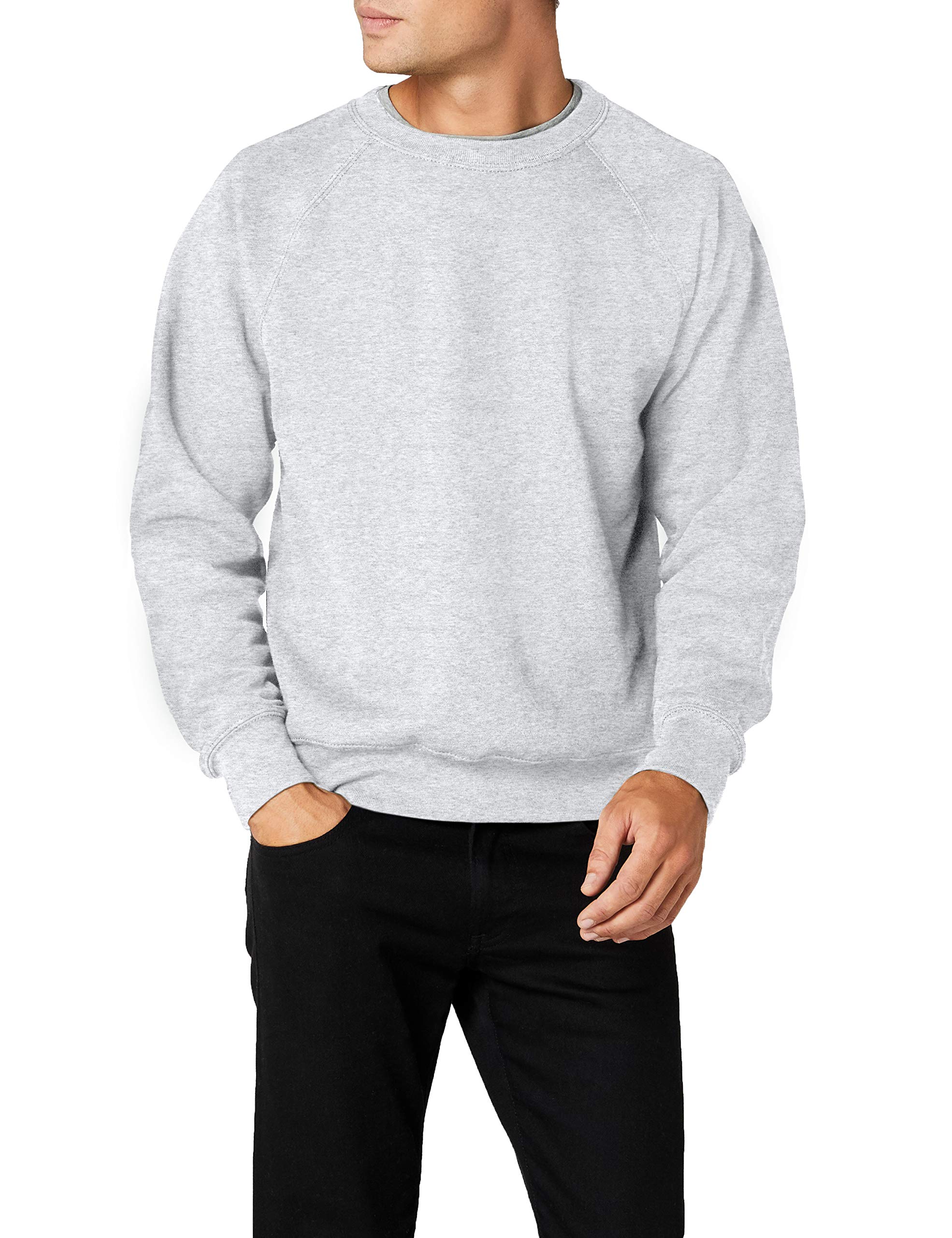 Fruit of the Loom Men's Raglan Sweatshirt - Soft Cotton Blend Pullover for Casual Wear, Gym & Lounge - Comfortable Long Sleeve Crewneck Sweater for Everyday Style