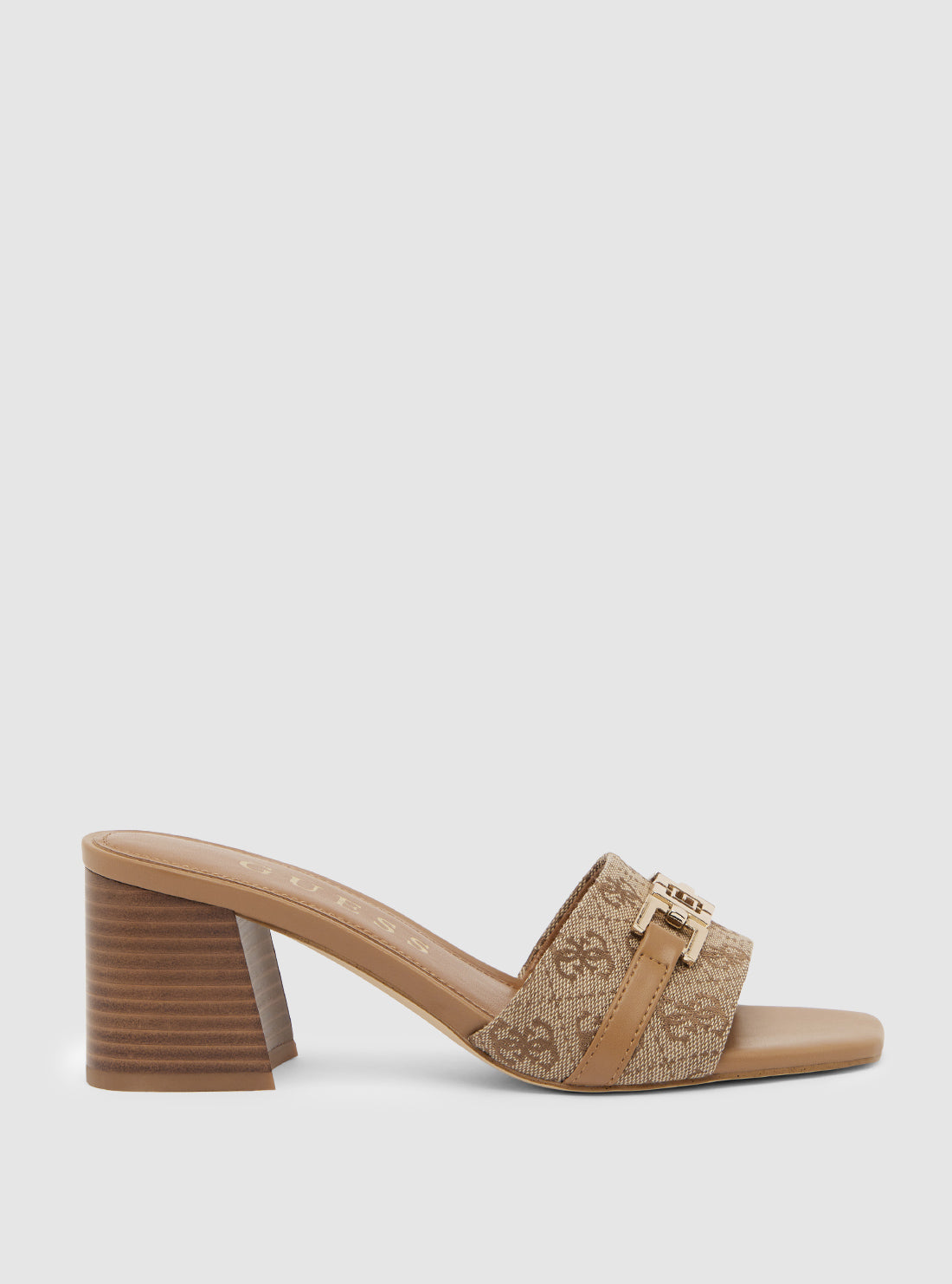 Brown Logo Block Heel Shoes for Women - Stylish & Comfortable Mid Heel Pumps for Office, Party & Wedding Events