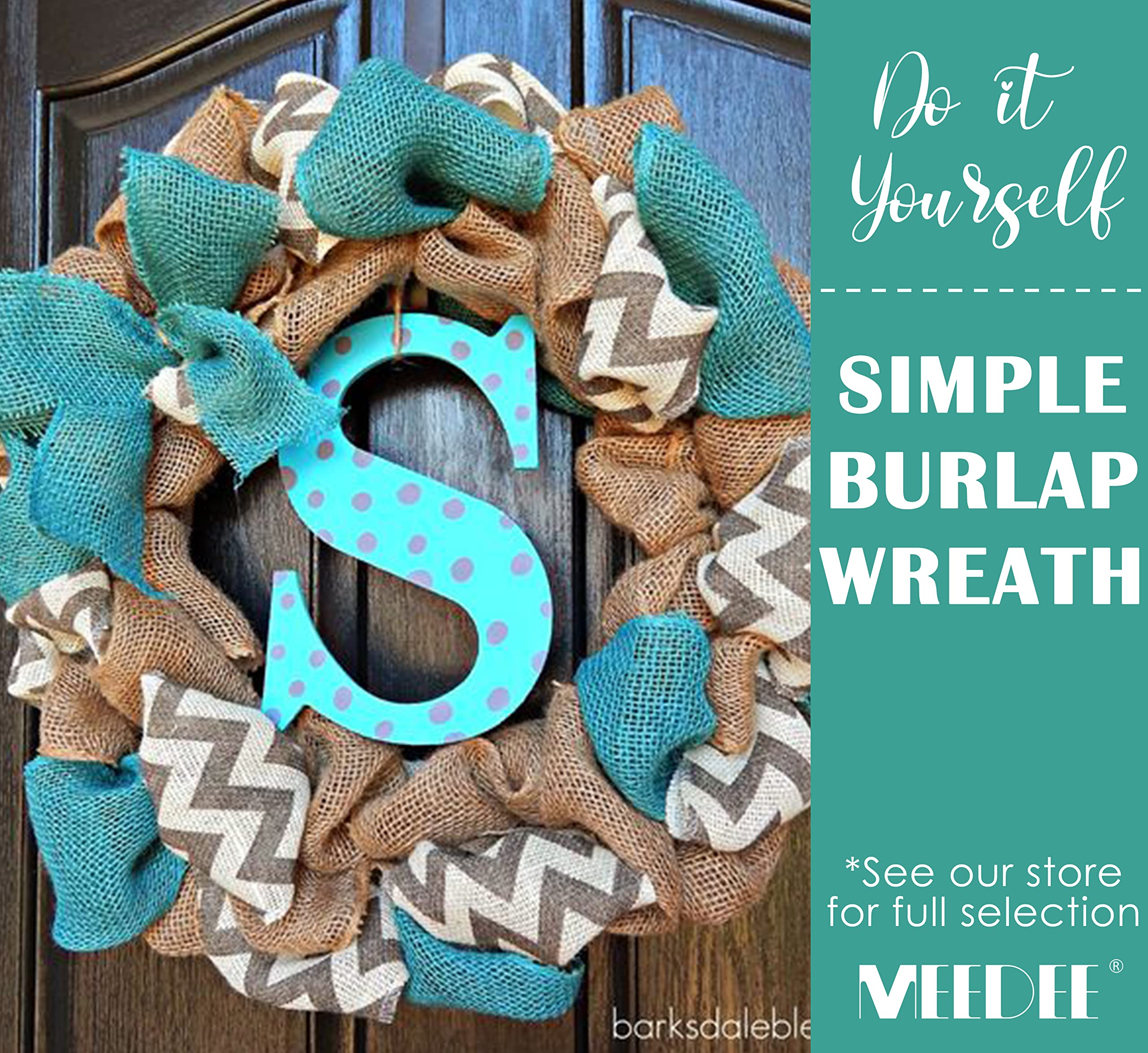 Teal Wired Burlap Ribbon - 1.5 Inch for Wreaths, Gifts & Decor