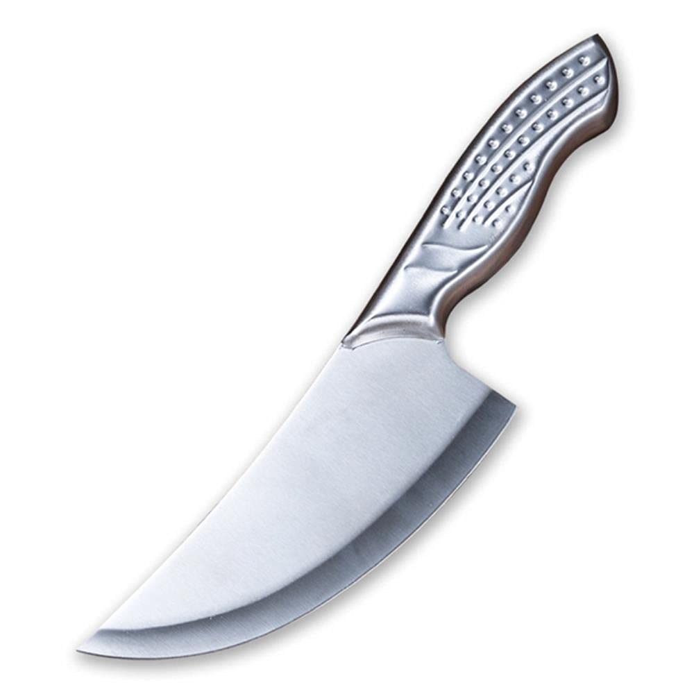 Professional 5.5 Inch Stainless Steel Cleaver Knife - Hollow Handle Chef Knife with Leather Cover - Sharp Kitchen Knife for Cutting Meat, Vegetables & Fruits - Perfect for Home Cooking, Butchering & Food Prep