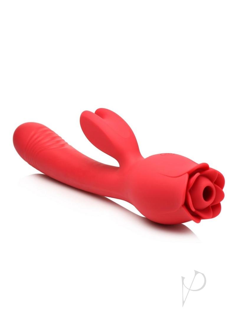Bloomgasm Rechargeable Rabbit Vibrator - Silicone Sucking & Thrusting Vibrator for Women, Red | Perfect for Couples Play & Solo Pleasure