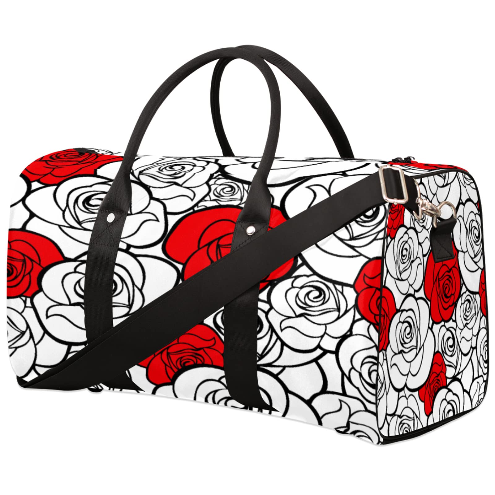 Rose Pattern Travel Duffel Bag - Waterproof Gym & Sports Weekender Overnight Carry On Bag for Women & Men | Perfect for Gym, Travel, Workout & Weekend Getaways