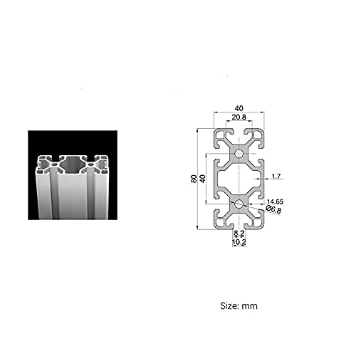 8040 T-Slot Aluminum Extrusion Profile - European Standard Anodized Silver Linear Rail Guide Frame for 3D Printer & CNC Machine DIY (29.92 inch/760mm, 1Pcs) - Perfect for Building Custom Workbenches, 3D Printer Frames, and CNC Router Structures