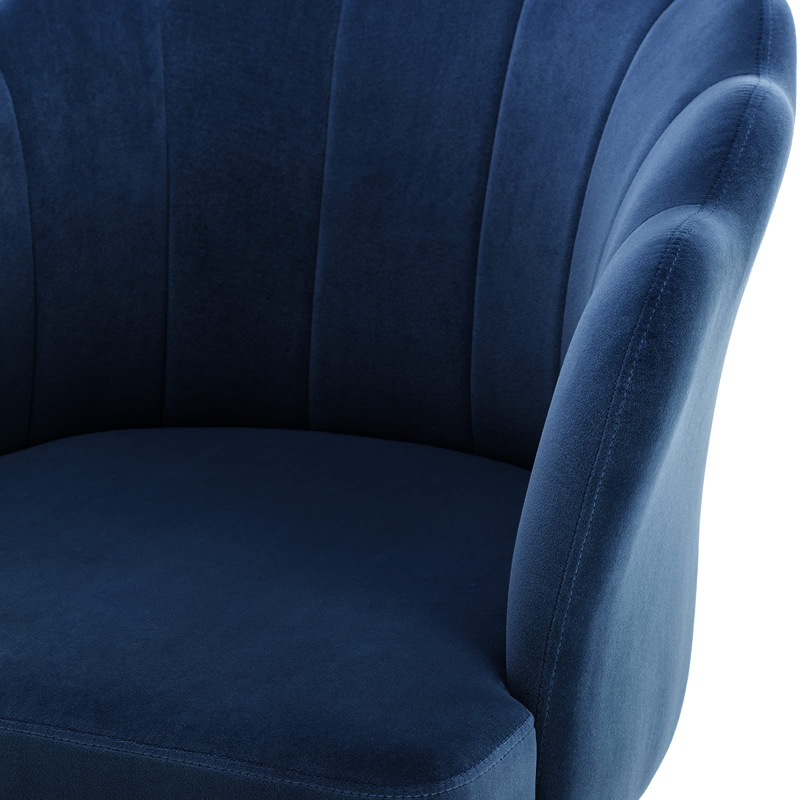 DUHOME Velvet Upholstered Accent Chair with Golden Metal Legs - Comfortable Makeup Vanity Chair, Desk & Reception Chair for Living Room, Bedroom, Office - Perfect for Home Decor, Guest Seating & Beauty Stations (Blue)