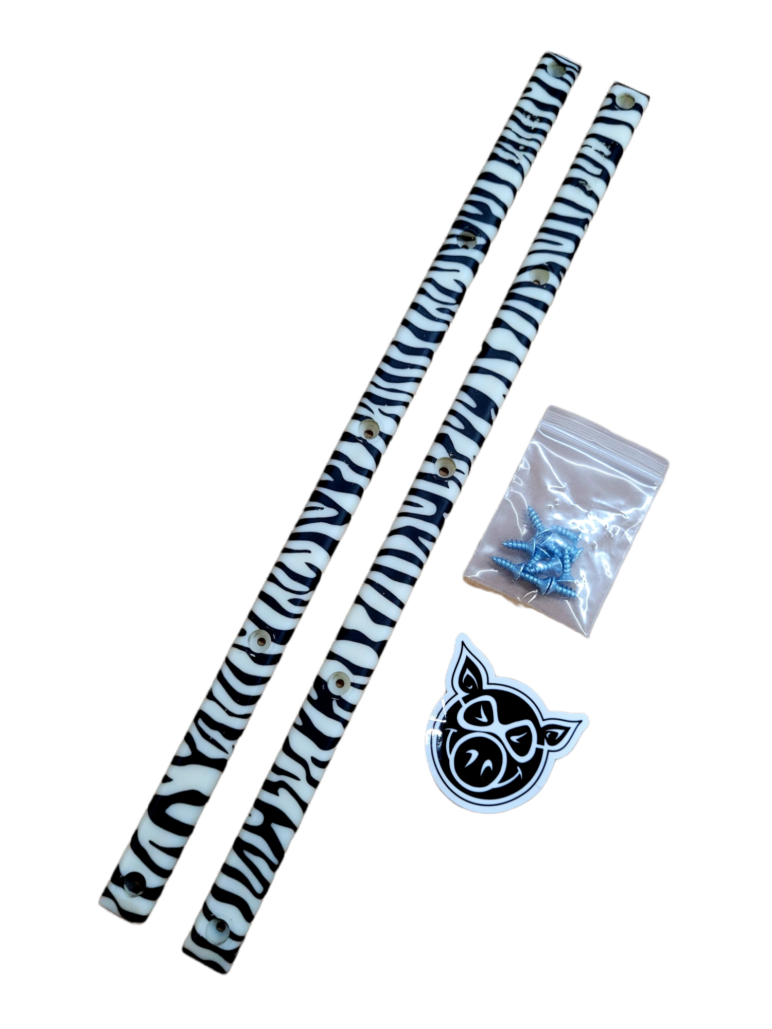 PIG Skateboard Rails 1 SET - Durable Grind Rails for Street Skateboarding | Perfect for Tricks, Railslides & Skatepark Use (Zebra Design)