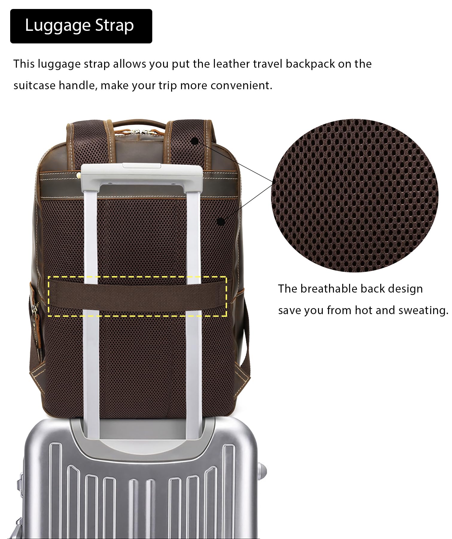 Vintage Genuine Leather Backpack for Men - 15.6 Inch Laptop Backpack, Durable Travel Rucksack for Camping, Hiking & Business Use