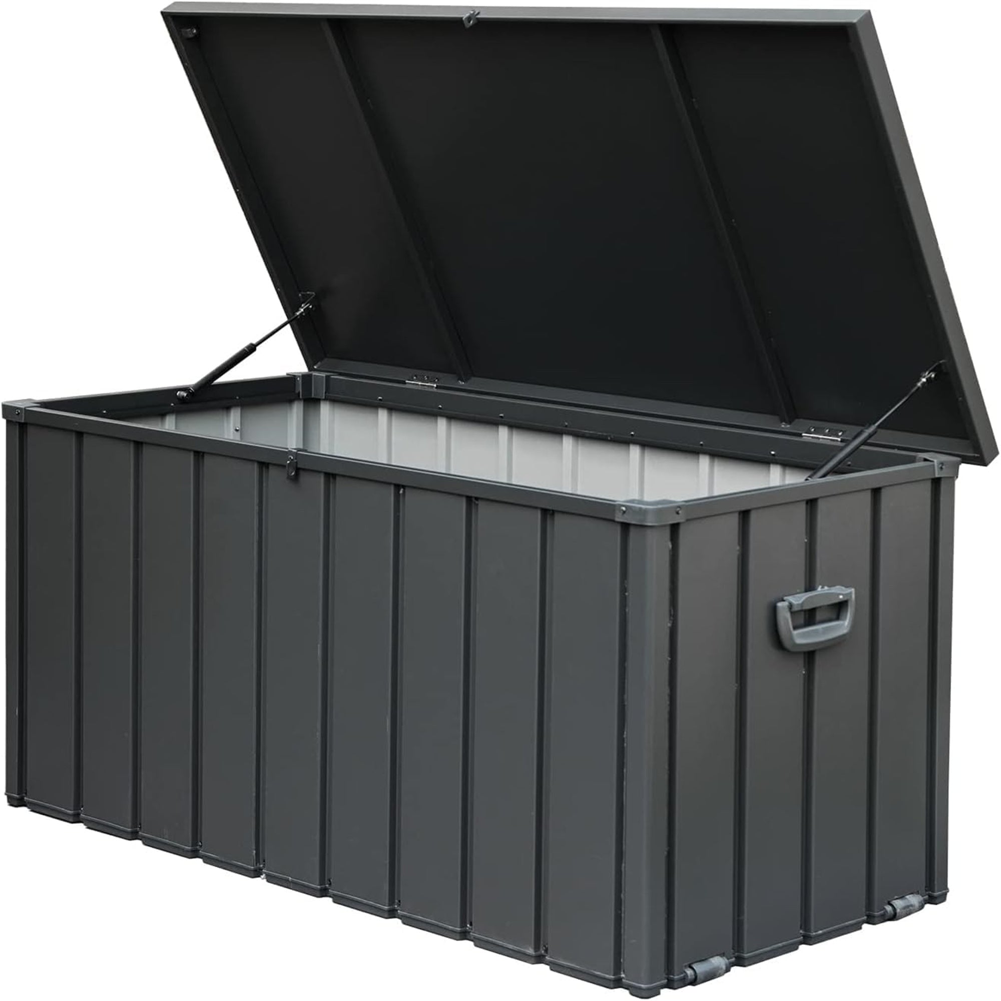 100 Gallon Waterproof Outdoor Storage Deck Box - Large Lockable Patio Storage Bin for Cushions, Pillows, Garden Tools (Dark Gray) - Perfect for Backyard, Deck, and Poolside Organization