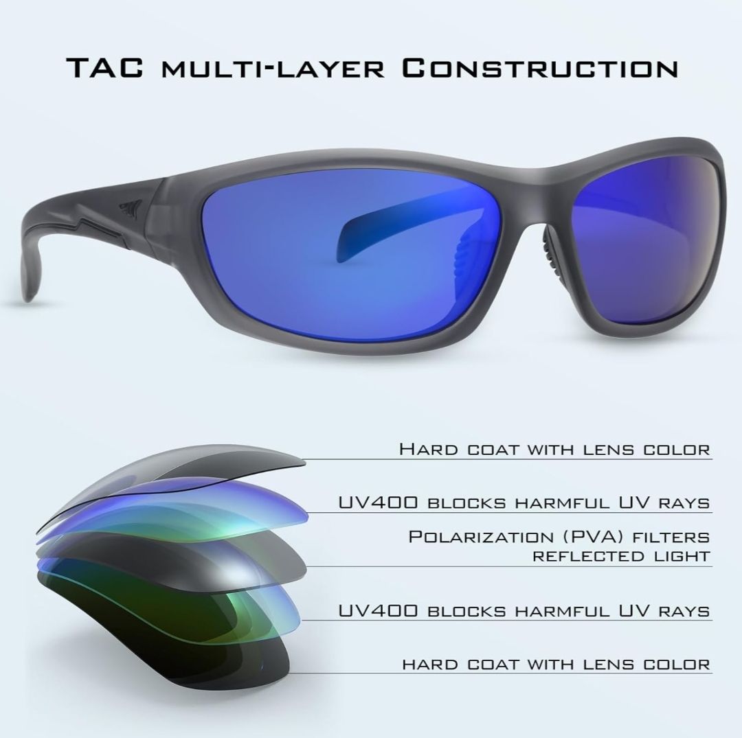 Polarized Sports Sunglasses for Men & Women - UV Protection Wraparound Cat 3 Sunglasses for Cycling, Running, Hiking & Outdoor Activities - Lightweight & Anti-Glare for Enhanced Visibility