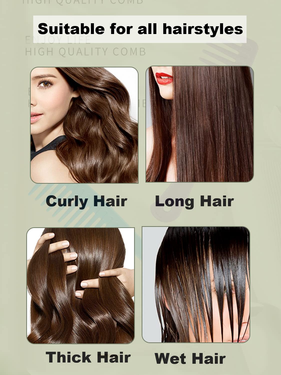 Wide Tooth Comb for Curly Hair - Large Detangling Comb for Wet Hair, Durable Hair Brush for Styling & Professional Hair Care - Perfect for Curly & Long Hair (4 Pack) - Salon Quality & Home Use
