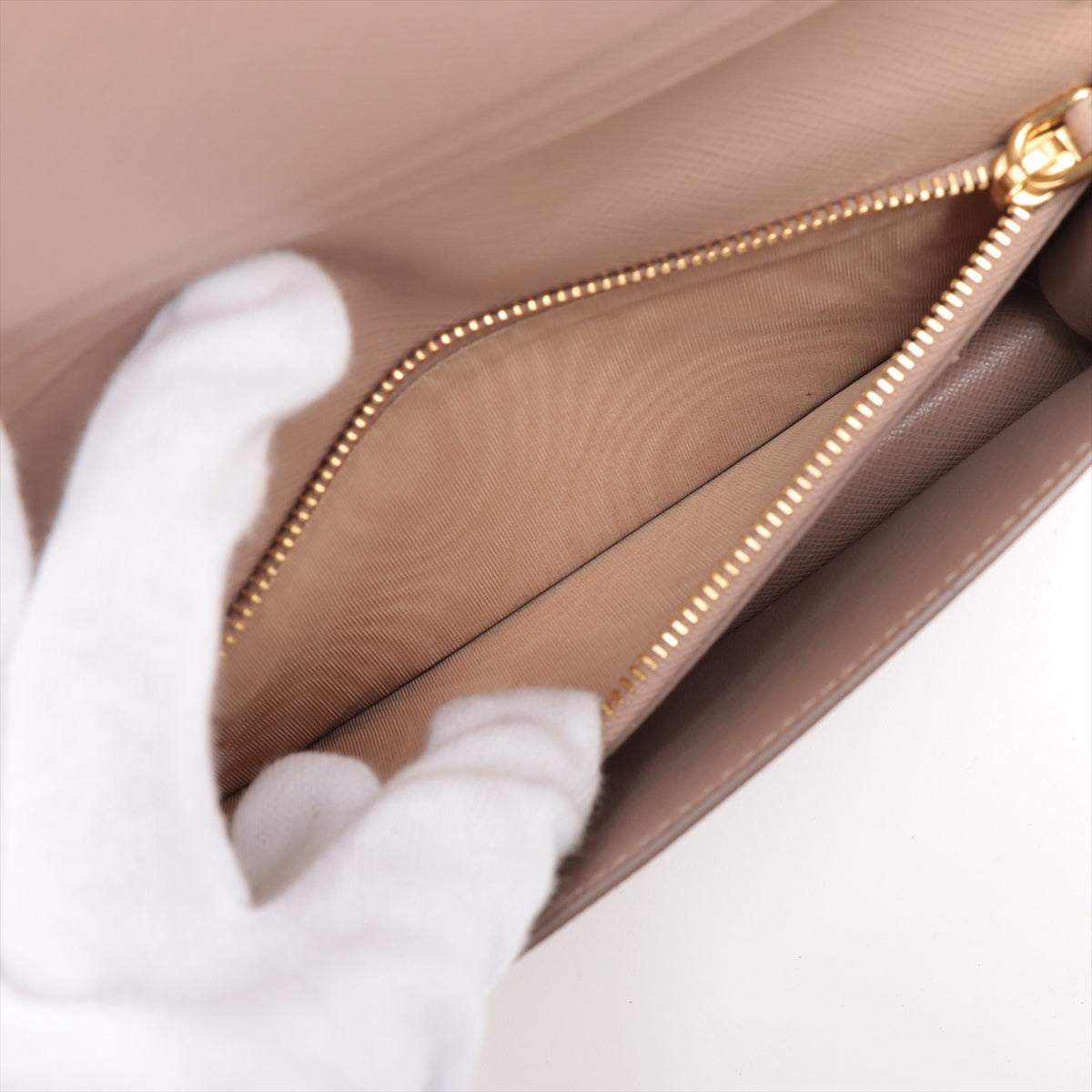 Prada Leather Chain Wallet for Women - Luxury Designer Crossbody Bag with Gold Chain Strap, Beige | Perfect for Parties, Travel & Everyday Use