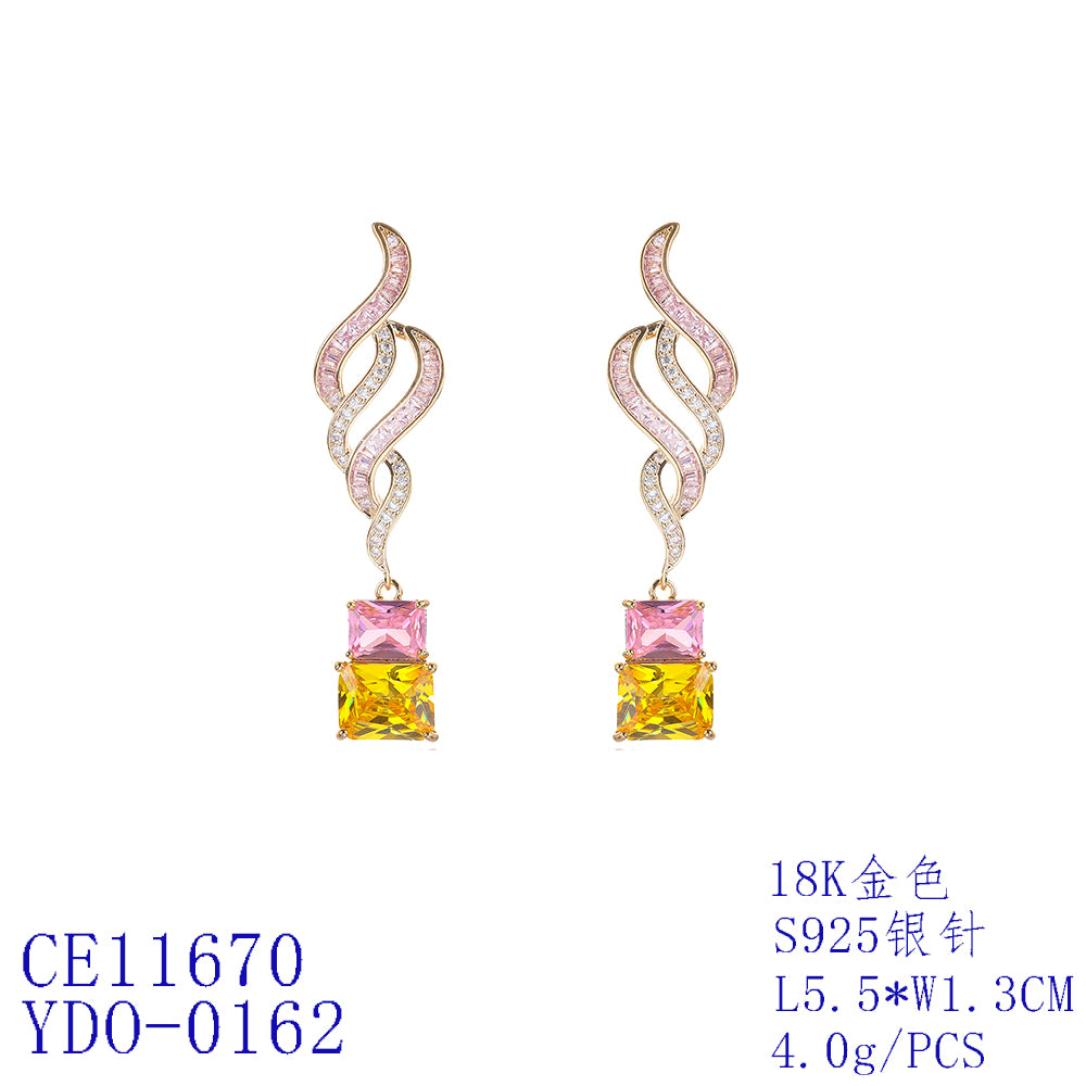 Elegant Cubic Zirconia Dangle Earrings for Women - Perfect Wedding Jewelry & Bridal Accessories | CE11670 | Great for Bridesmaids, Prom & Special Occasions