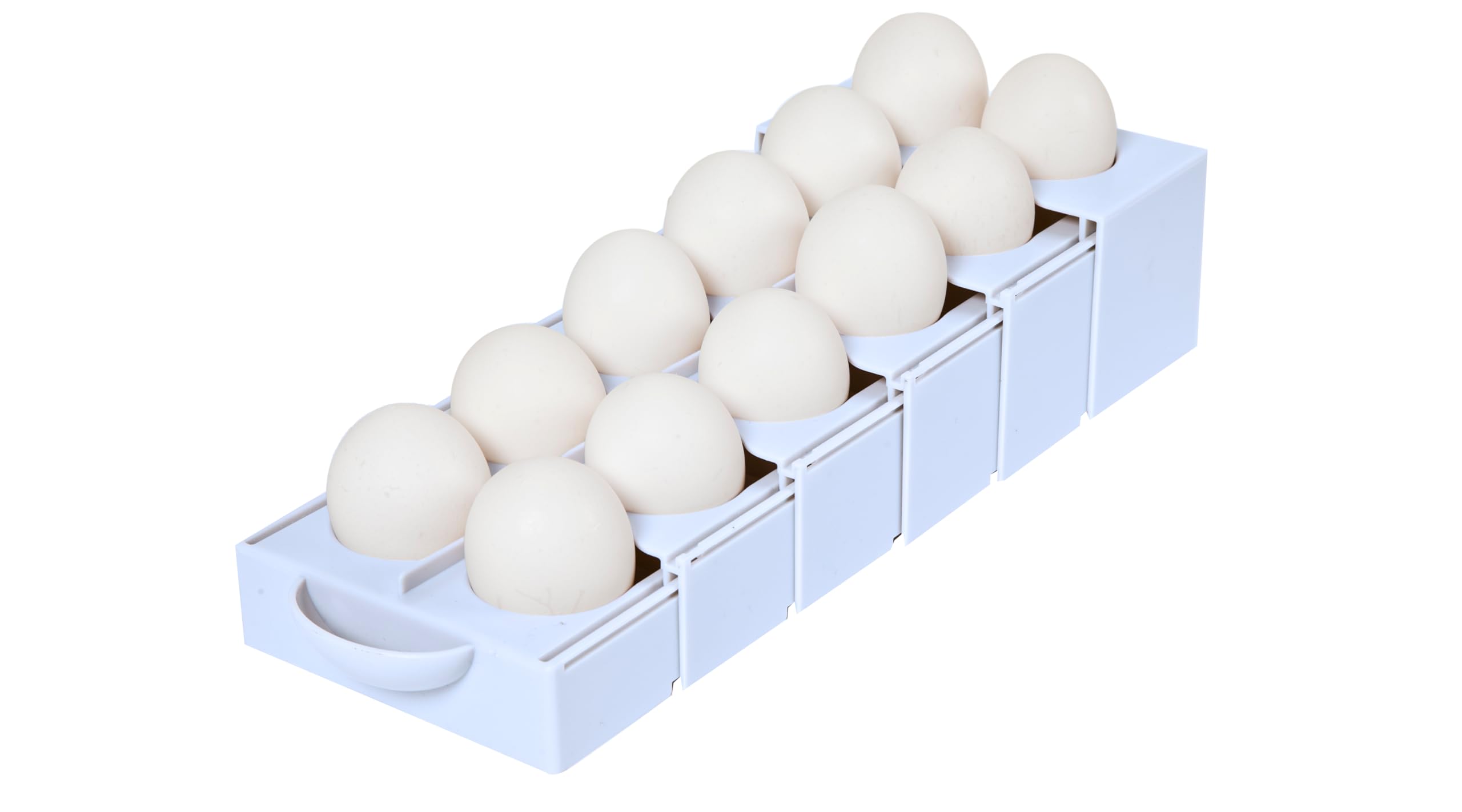 Adjustable & Collapsible Egg Organizer for Refrigerator - Expandable Egg Tray Holder, Space Saving Fridge Storage Solution (White) - Perfect for Kitchen Organization & Fresh Egg Storage
