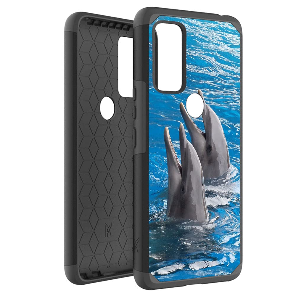 Shockproof Dual Layer Hybrid Hard Phone Case for AT&T Radiant Max 5G & Cricket Dream 5G - Durable Protective Cover with Dolphin Design - Perfect for Everyday Use, Travel & Outdoor Activities