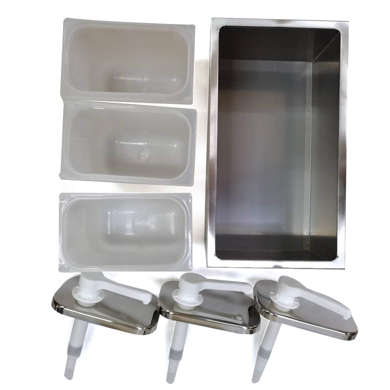 Stainless Steel 3-Head Sauce Pump Dispenser - Condiment Squeeze Bottle for Buffet, Restaurant & Catering Equipment - Perfect for Ketchup, Mustard & Mayo