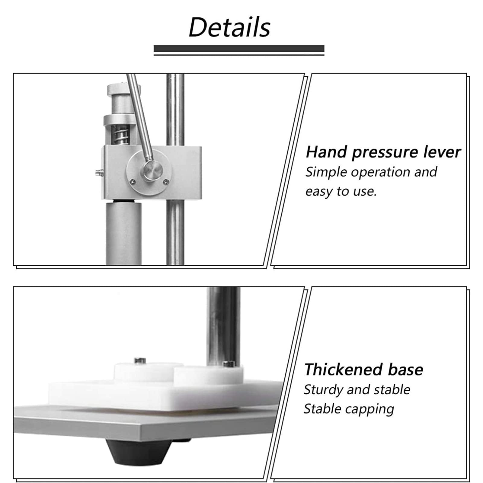 Manual Perfume Capping Machine - Handheld Bottle Capping Tool with Adjustable Mid-Band (16cm Height) for Essential Oil & Perfume Bottles (15mm) - Easy to Use for Home DIY, Small Business & Cosmetic Packaging