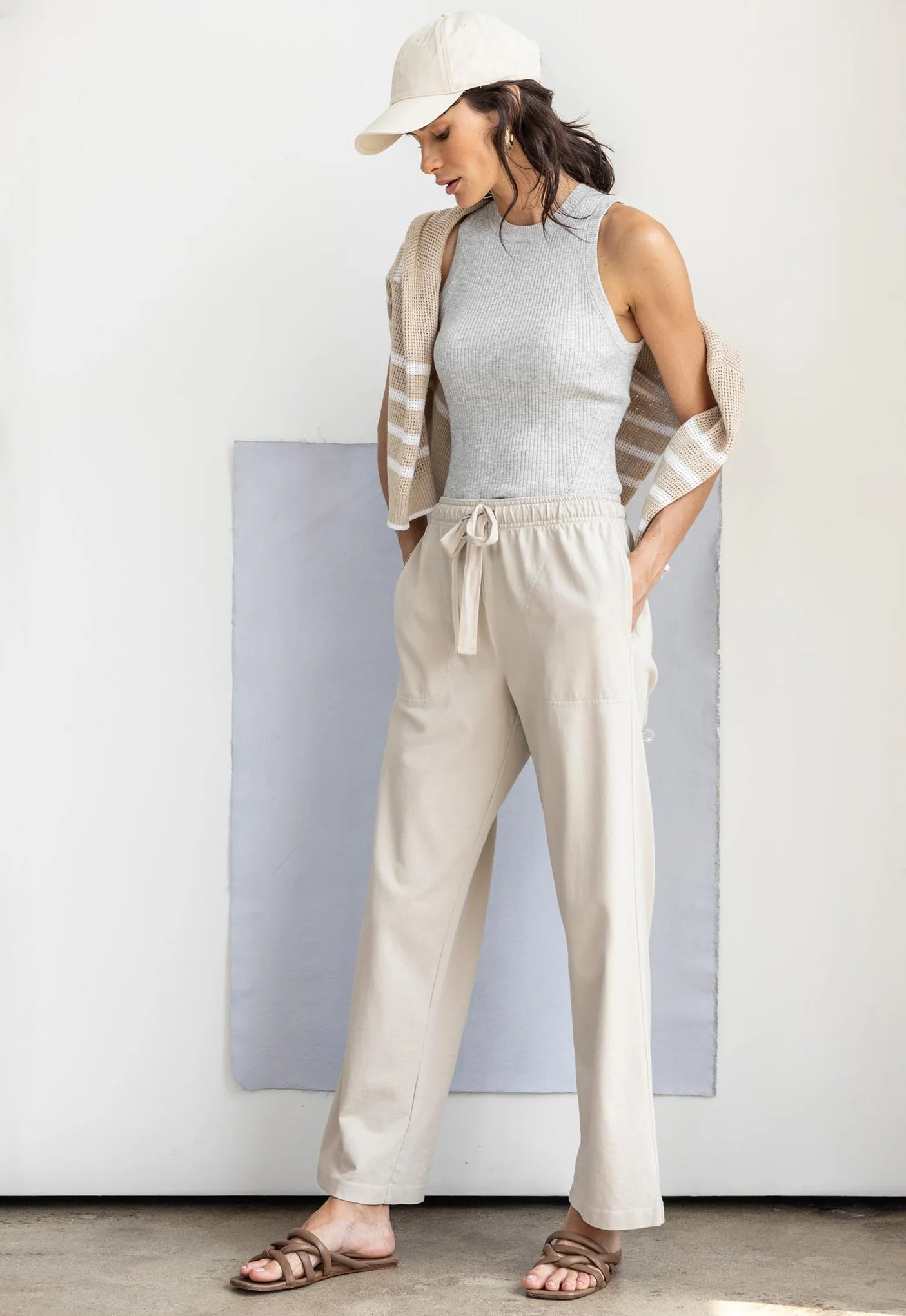 Women's High Waist Drawstring Pants - Soft Stretch Pebble Fabric for Casual Wear & Lounge - Perfect for Yoga, Travel & Everyday Comfort