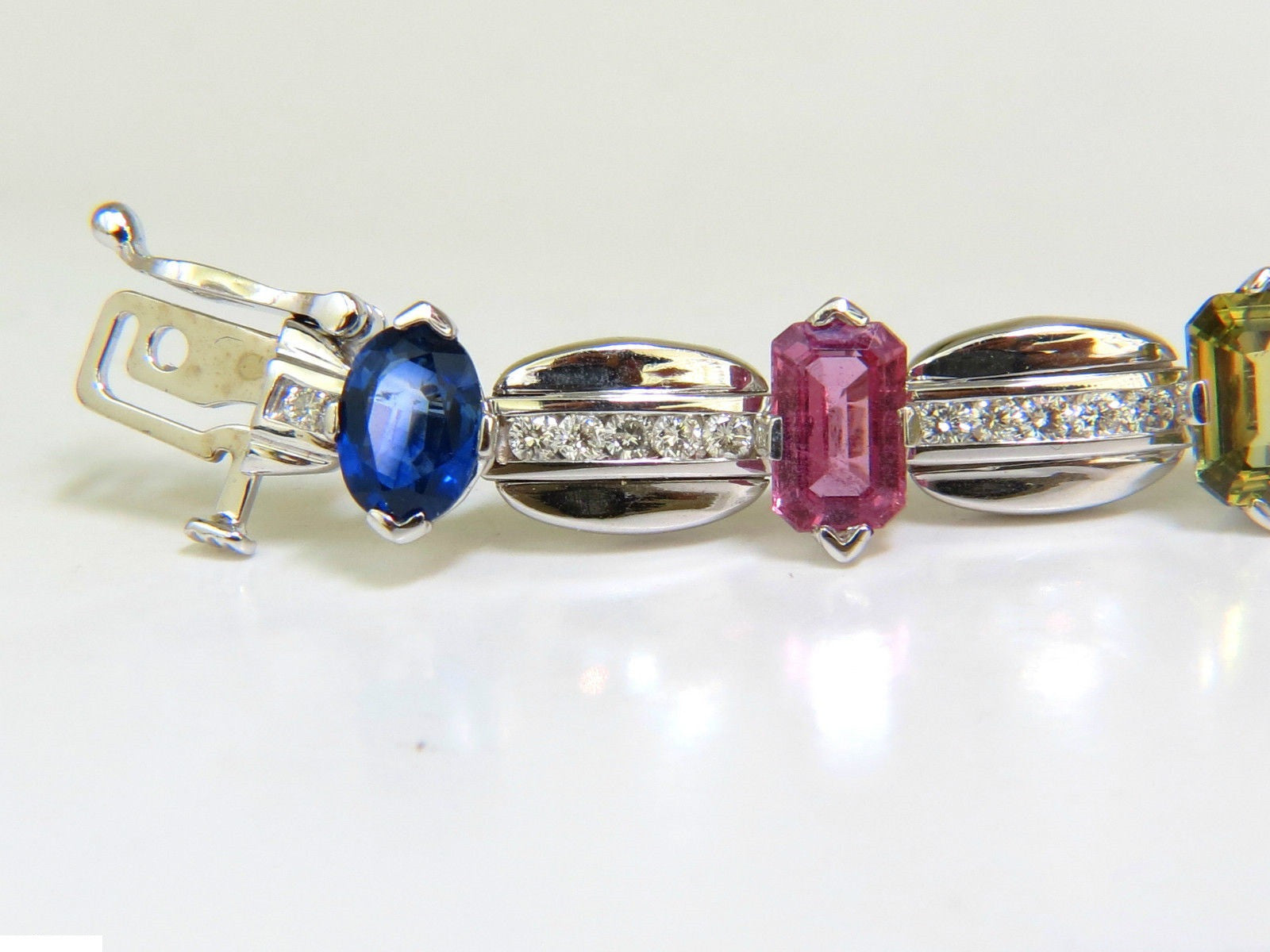 8.25CT Natural Vivid Color Sapphire & Diamond Bracelet in 14K Gold - Elegant Jewelry for Women, Perfect for Weddings, Anniversaries & Special Occasions