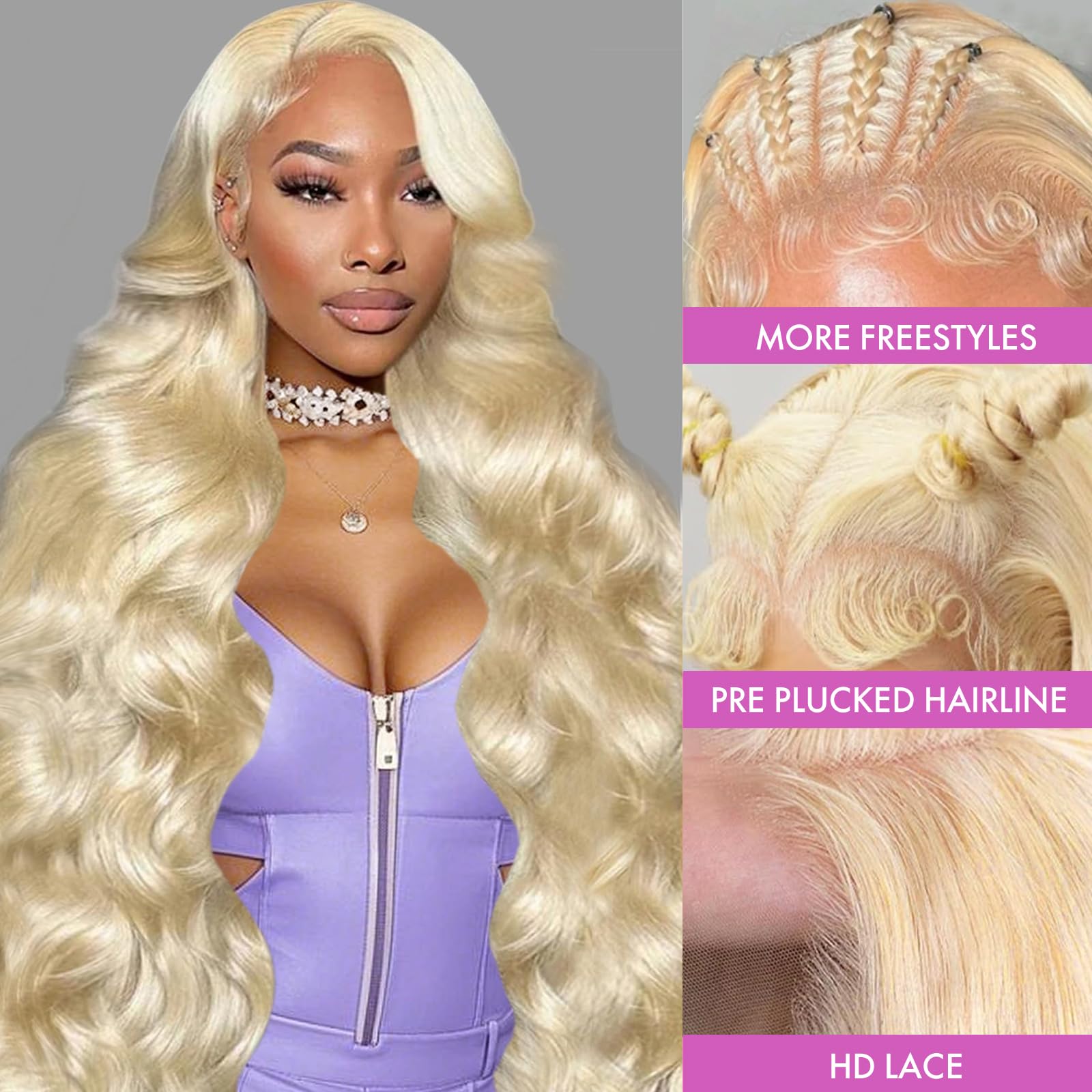 30 Inch 613 Blonde Human Hair Lace Front Wig - 200% Density Body Wave with Pre-Plucked Natural Hairline & 13x4 HD Lace Frontal - Perfect for Daily Wear, Cosplay, and Special Occasions