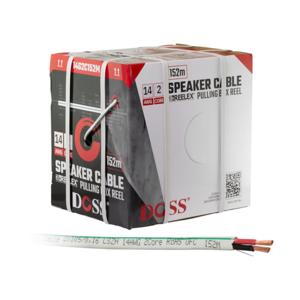 Doss 2 Core 14AWG High-Quality Speaker Cable - 152m Drum for Home Theater, Studio, and Professional Audio Systems