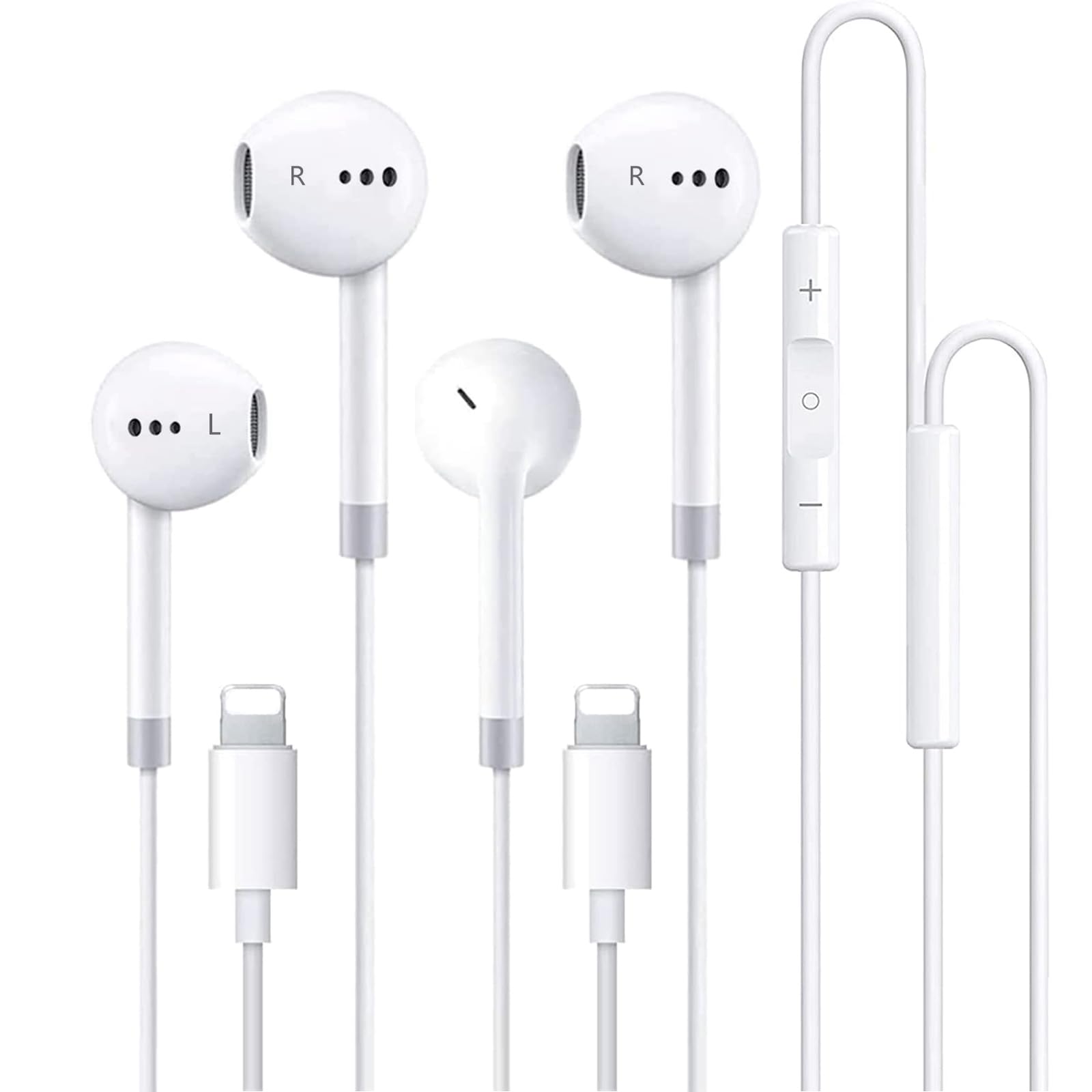 Premium Wired Earbuds with Built-in Mic & Volume Control - Noise Isolating Headphones Compatible with iPhone 14/13/12/11/XR/XS/X/8/7/SE/Pro/Pro Max (2 Pack) - Perfect for Commuting, Workouts & Gaming