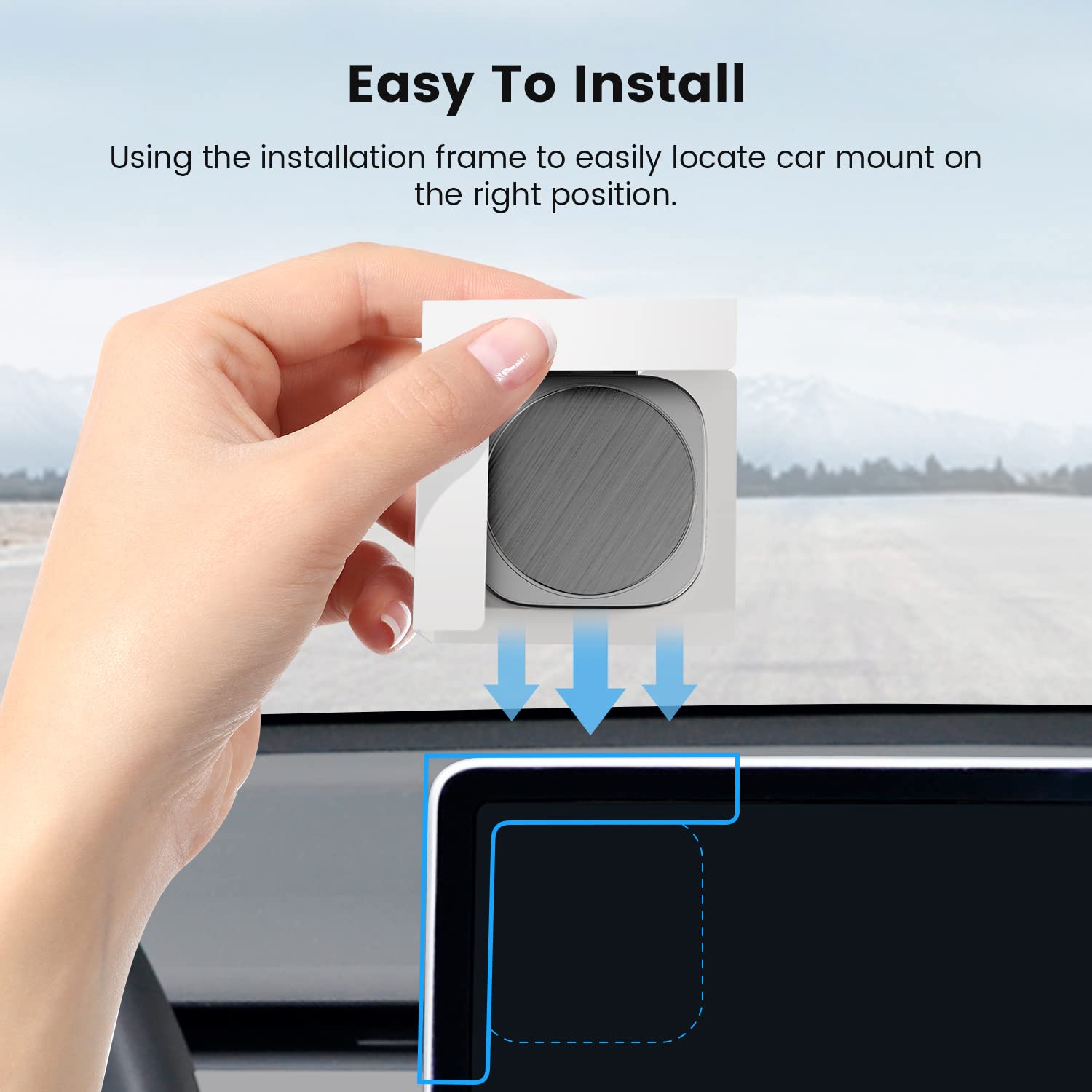 Strong Magnetic Phone Mount for Tesla Model 3 & Y - MagSafe Car Holder Compatible with iPhone 12/13/14/15 Series - Foldable Tesla Accessories for Screen Monitor - Perfect for Hands-Free Navigation & Streaming